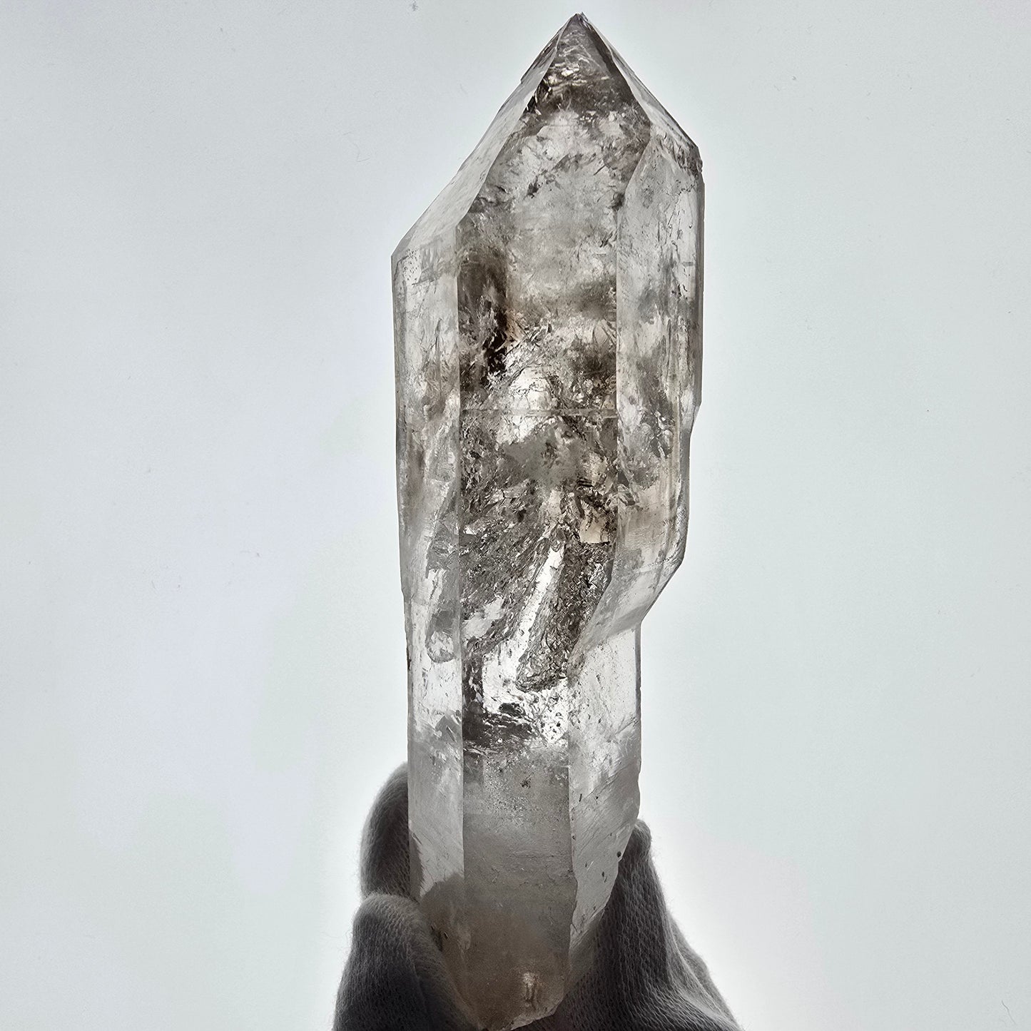 XL Enhydro Skeleton Smoky Quartz DT Scepter, Large Bubble Valentine Pocket, Namibia 135*46*32mm