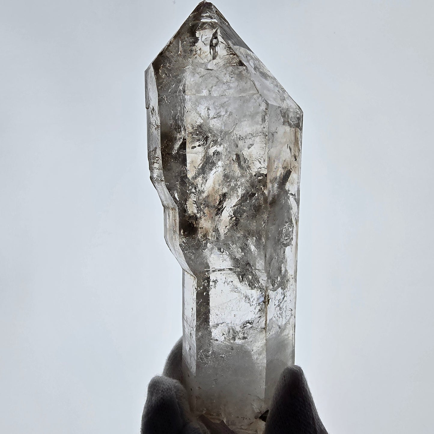 XL Enhydro Skeleton Smoky Quartz DT Scepter, Large Bubble Valentine Pocket, Namibia 135*46*32mm