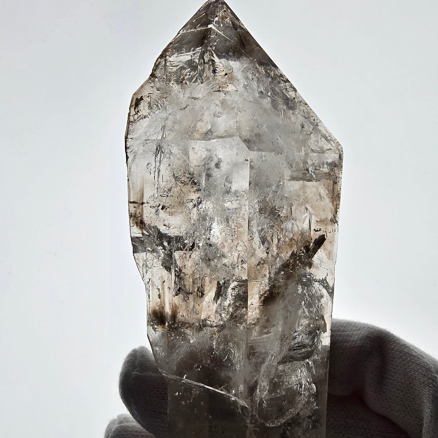 XL Enhydro Skeleton Smoky Quartz DT Scepter, Large Bubble Valentine Pocket, Namibia 135*46*32mm