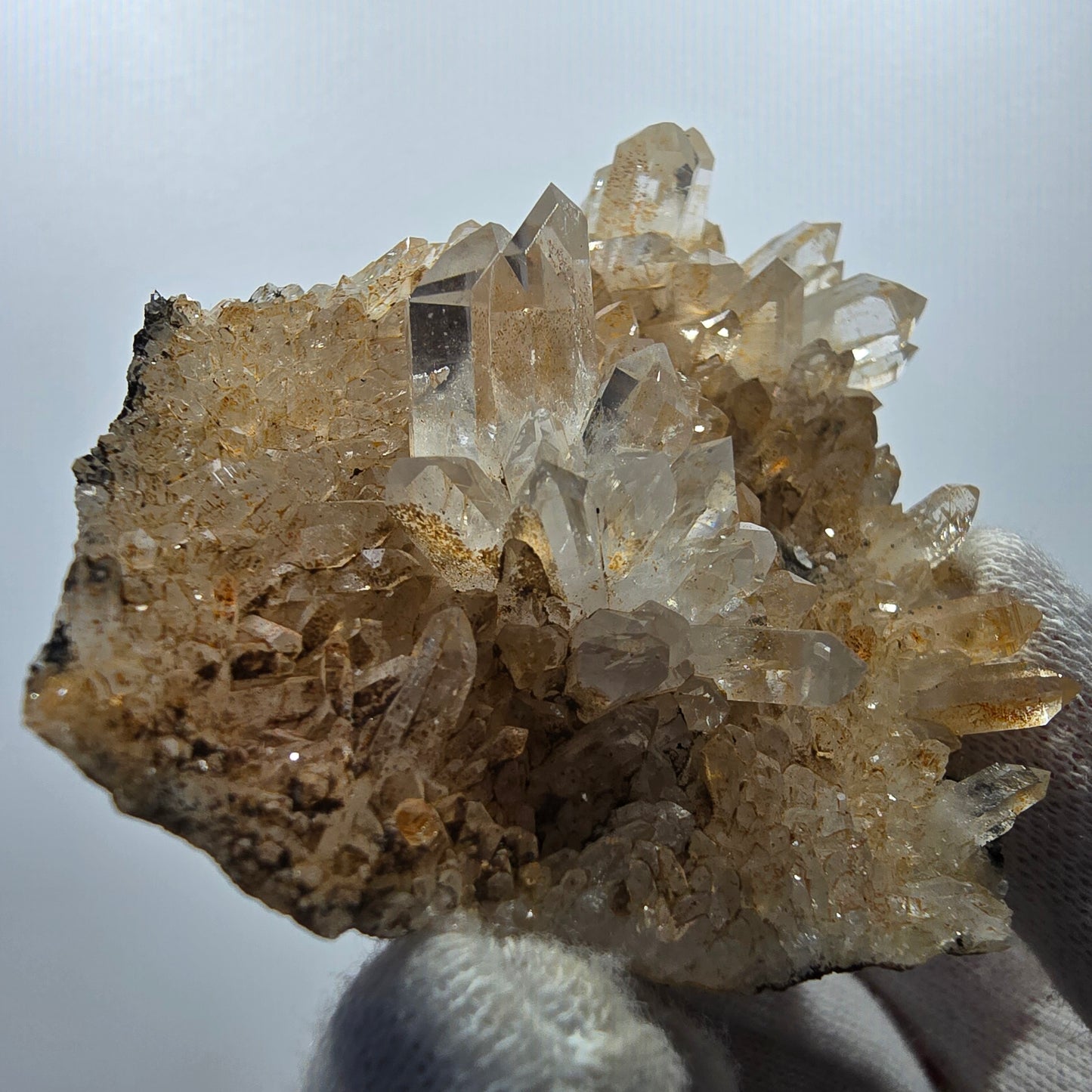 Clear smoky quartz points on matrix specimen Valentine Pocket Goboboseb Namibia 75*57*25mm