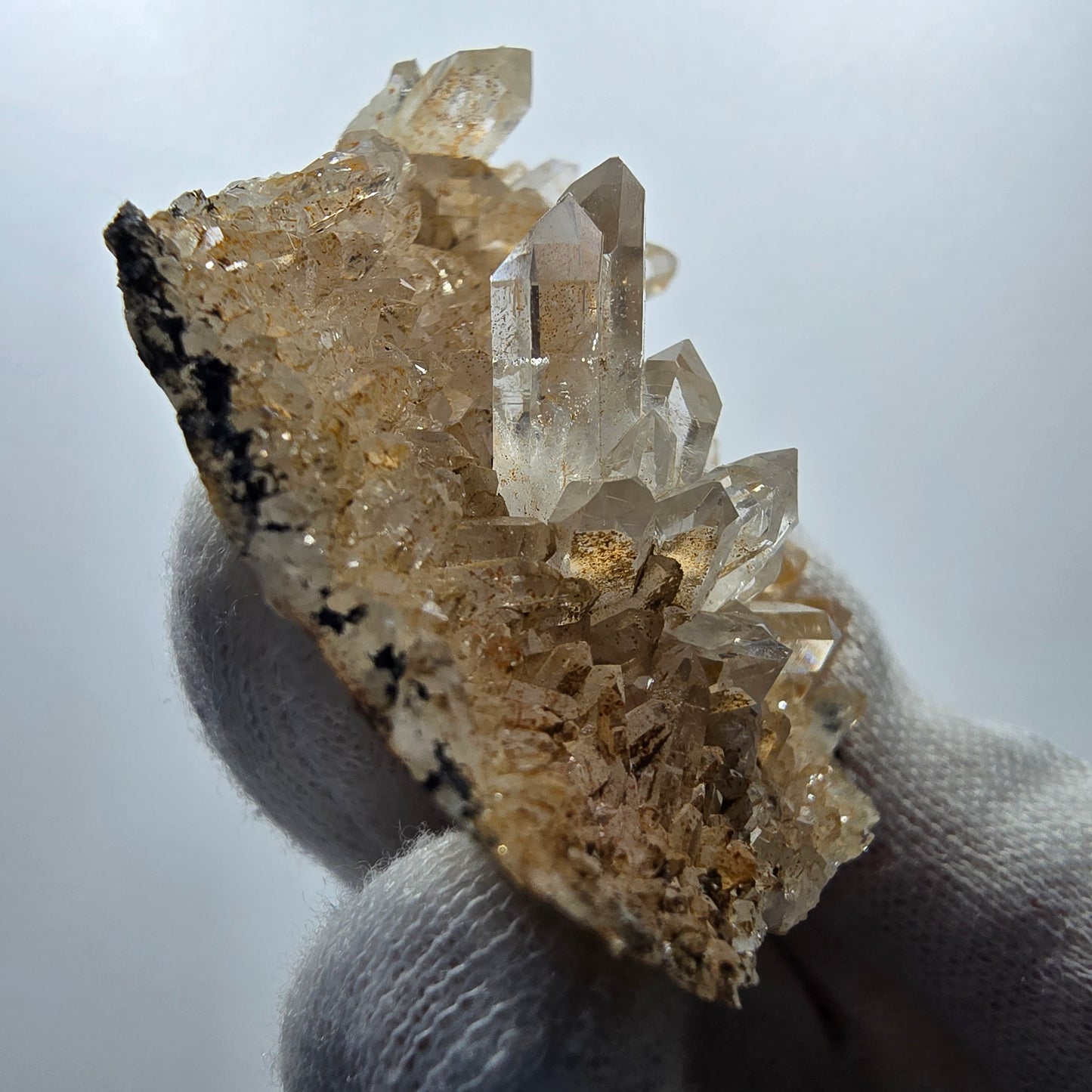 Clear smoky quartz points on matrix specimen Valentine Pocket Goboboseb Namibia 75*57*25mm