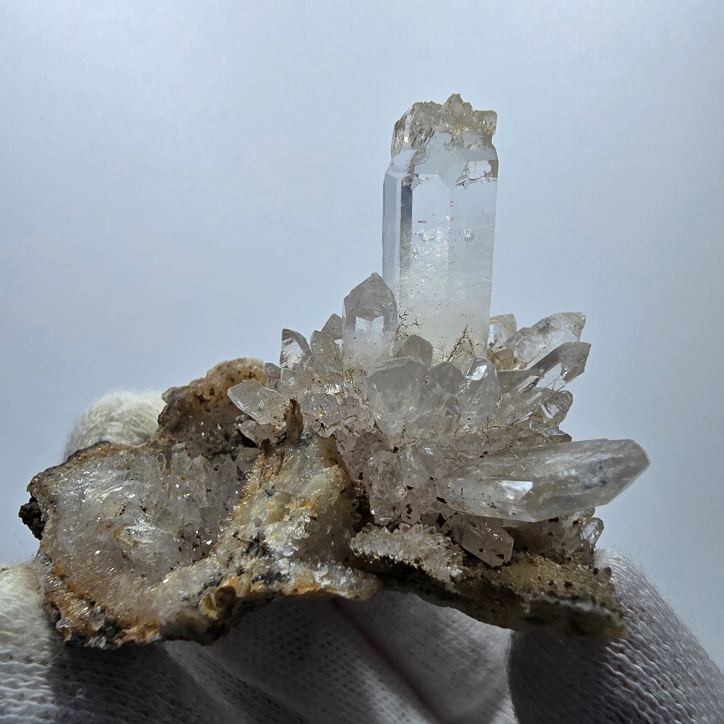Clear smoky quartz points on matrix specimen Valentine Pocket Goboboseb Namibia 53*44*39mm