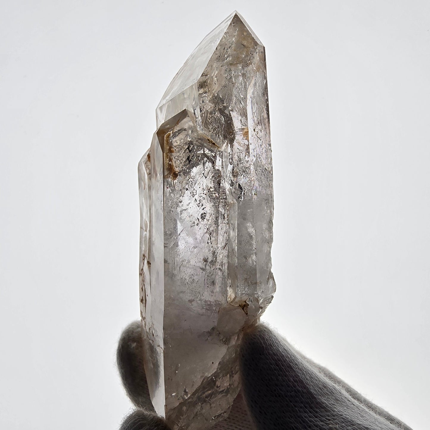 Sceptre en quartz fumé lémurien Enhydro, 1x Goboboseb de poche Bubble Valentine Namibie 96 x 38 x 25 mm