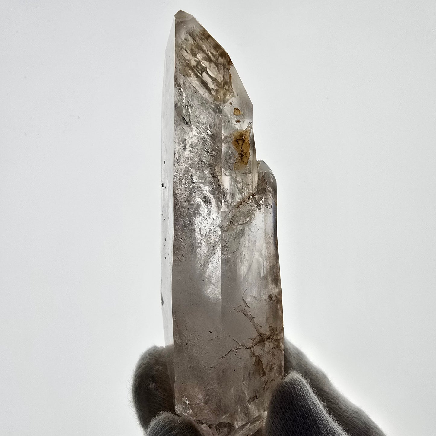Sceptre en quartz fumé lémurien Enhydro, 1x Goboboseb de poche Bubble Valentine Namibie 96 x 38 x 25 mm