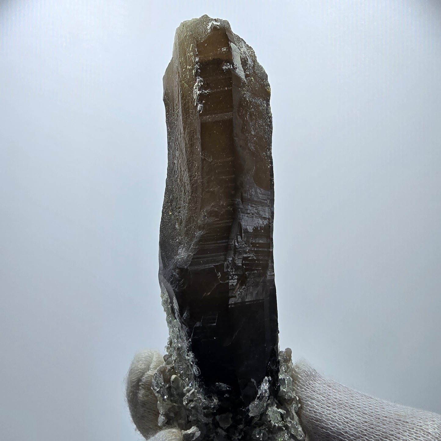 Quartz fumé squelette fantôme, spécimen d'hyalite, Erongo, Namibie, 105 x 42 x 31 mm