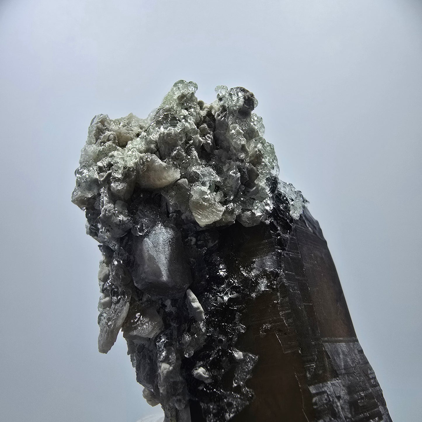 Quartz fumé squelette fantôme, spécimen d'hyalite, Erongo, Namibie, 105 x 42 x 31 mm