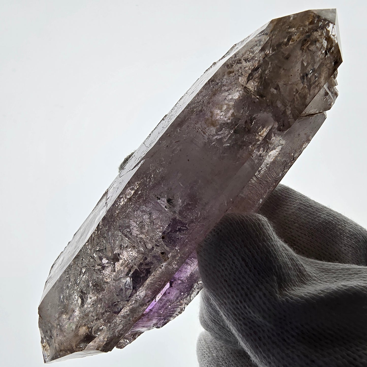 Sceptre d'améthyste squelette Enhydro DT UV Calcite 2x Bubble Valentine Pocket Namibie 99*35*31mm