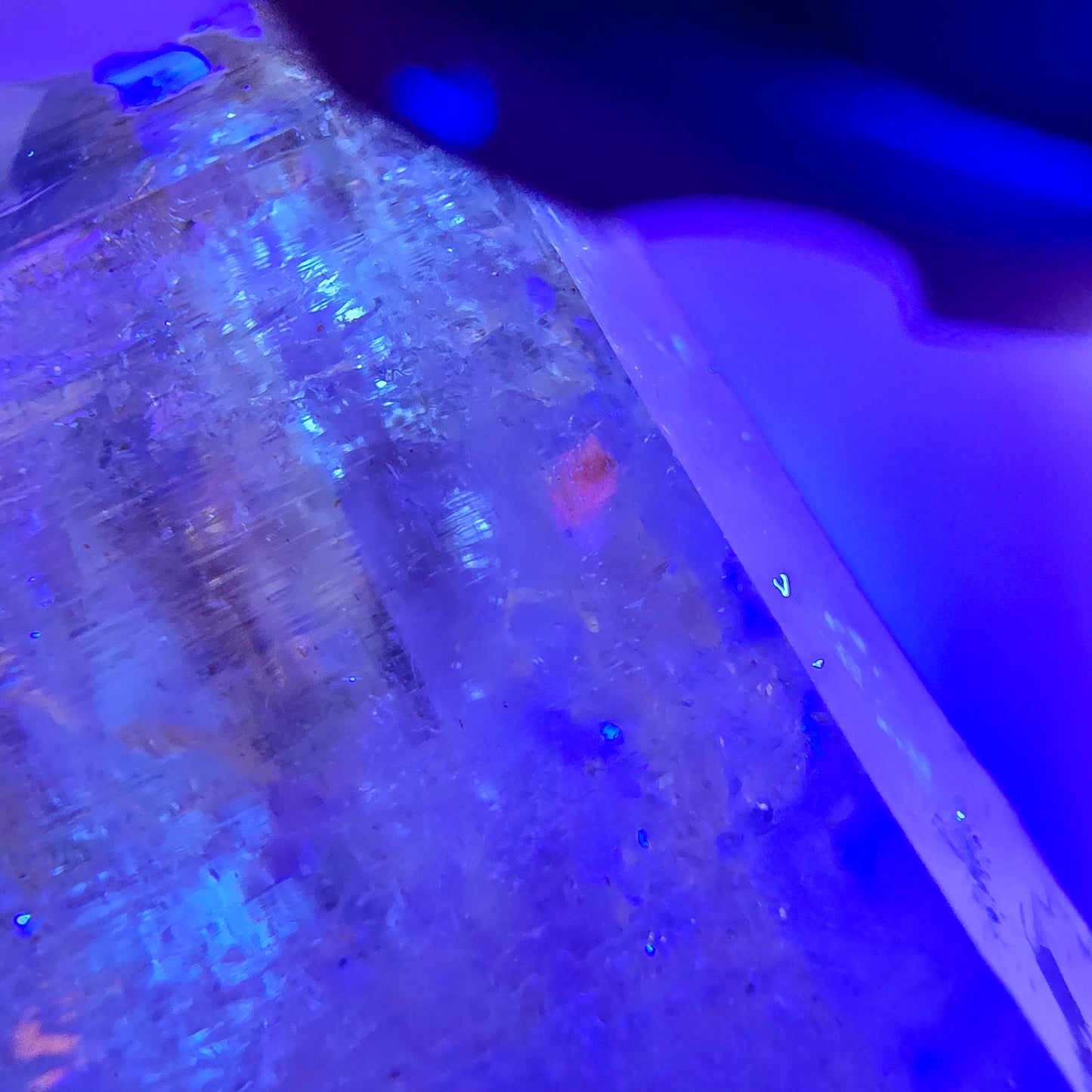 Sceptre d'améthyste squelette Enhydro DT UV Calcite 2x Bubble Valentine Pocket Namibie 99*35*31mm
