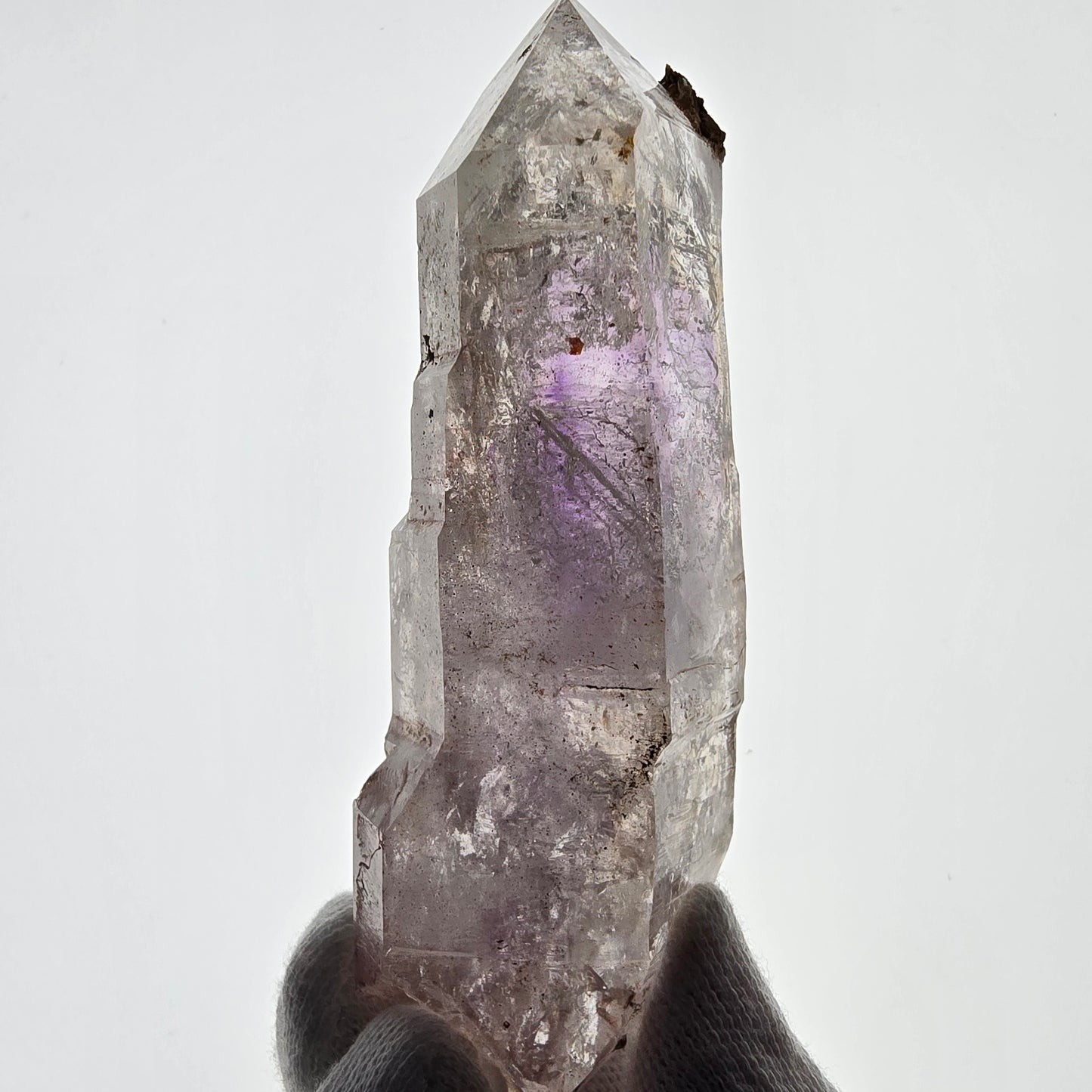 Sceptre d'améthyste squelette Enhydro DT UV Calcite 2x Bubble Valentine Pocket Namibie 106*35*26mm
