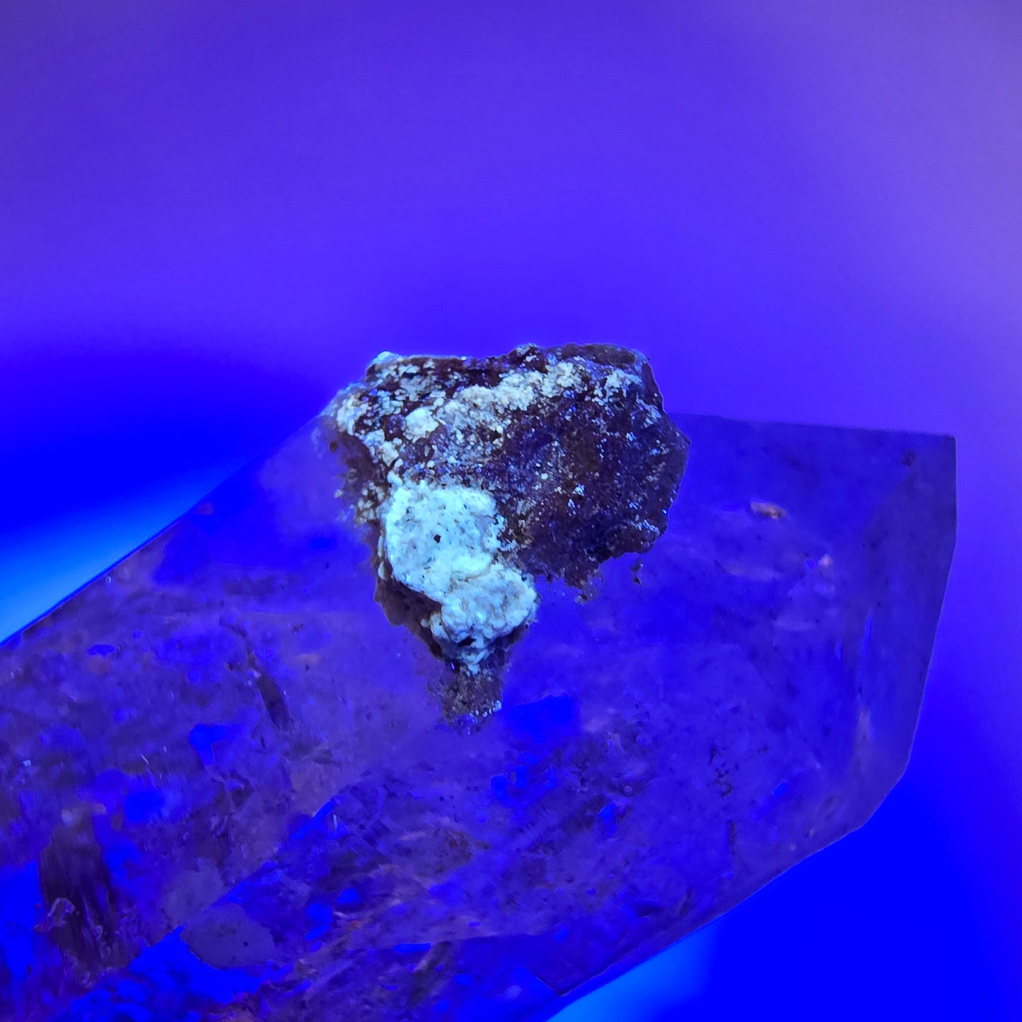 Sceptre d'améthyste squelette Enhydro DT UV Calcite 2x Bubble Valentine Pocket Namibie 106*35*26mm
