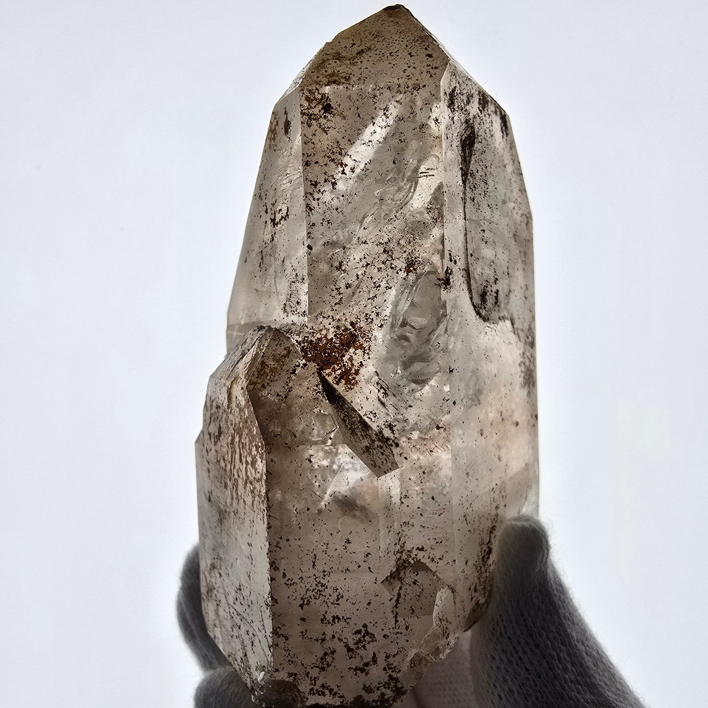 Sceptre de fenêtre Enhydro en quartz fumé, grande bulle, poche Saint-Valentin, Namibie, 88 x 64 x 36 mm