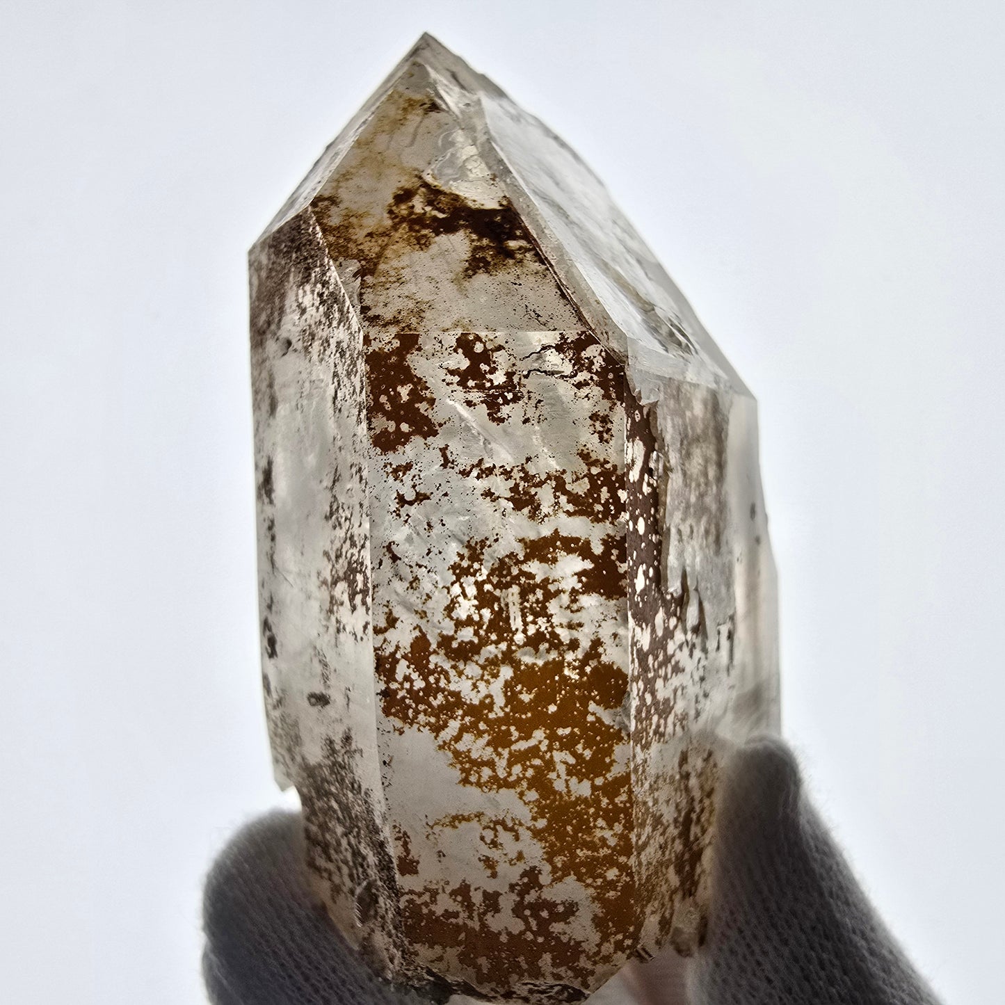 Sceptre de fenêtre Enhydro en quartz fumé, grande bulle, poche Saint-Valentin, Namibie, 88 x 64 x 36 mm