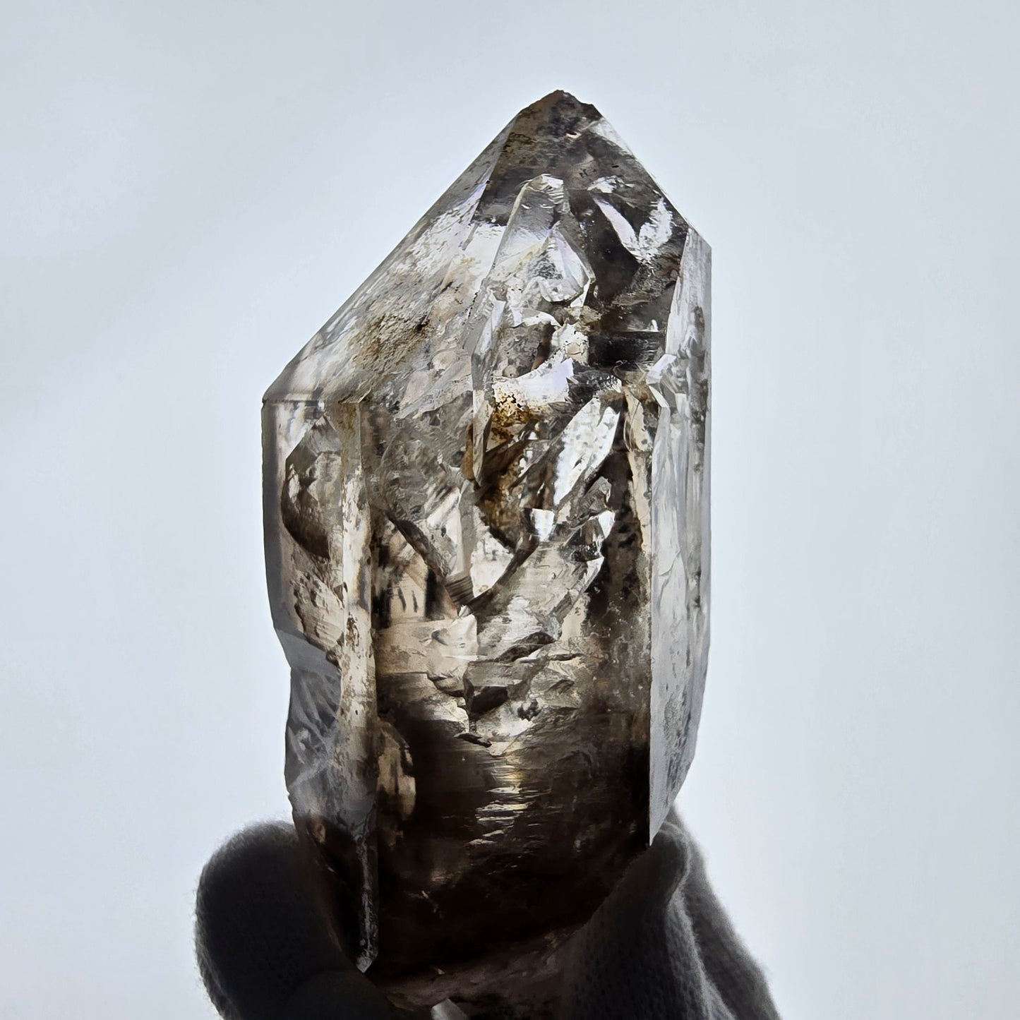 Sceptre DT Enhydro Skeleton Smoky Quartz 4x Bubble (grand) Valentine Pocket Namibie 106*53*46mm