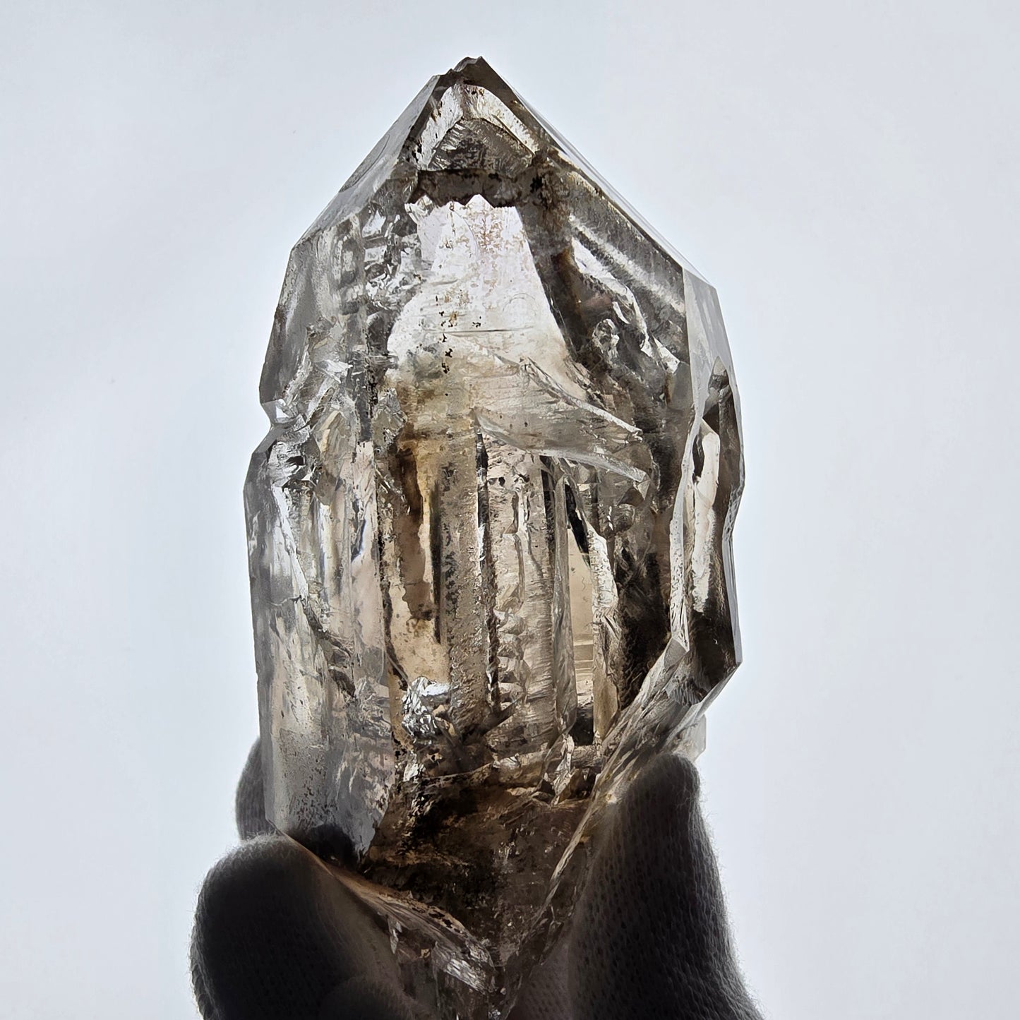 Sceptre DT Enhydro Skeleton Smoky Quartz 4x Bubble (grand) Valentine Pocket Namibie 106*53*46mm