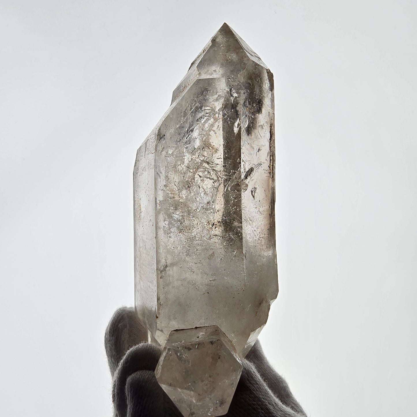 Quartz fumé squelette Enhydro DT, calcite UV, 3x Bubble Valentine Pocket Namibie 121 x 76 x 35 mm