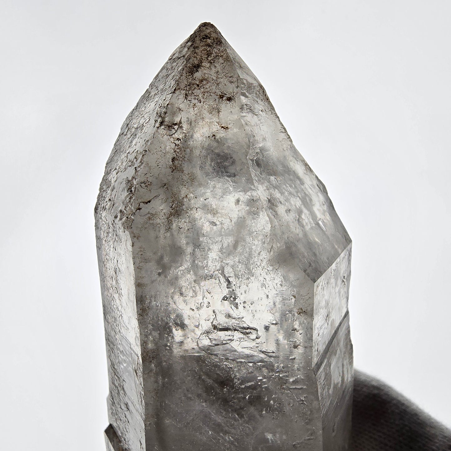 Quartz fumé squelette Enhydro DT UV Calcite, grosse bulle Valentine Pocket Namibie 134*45*37mm