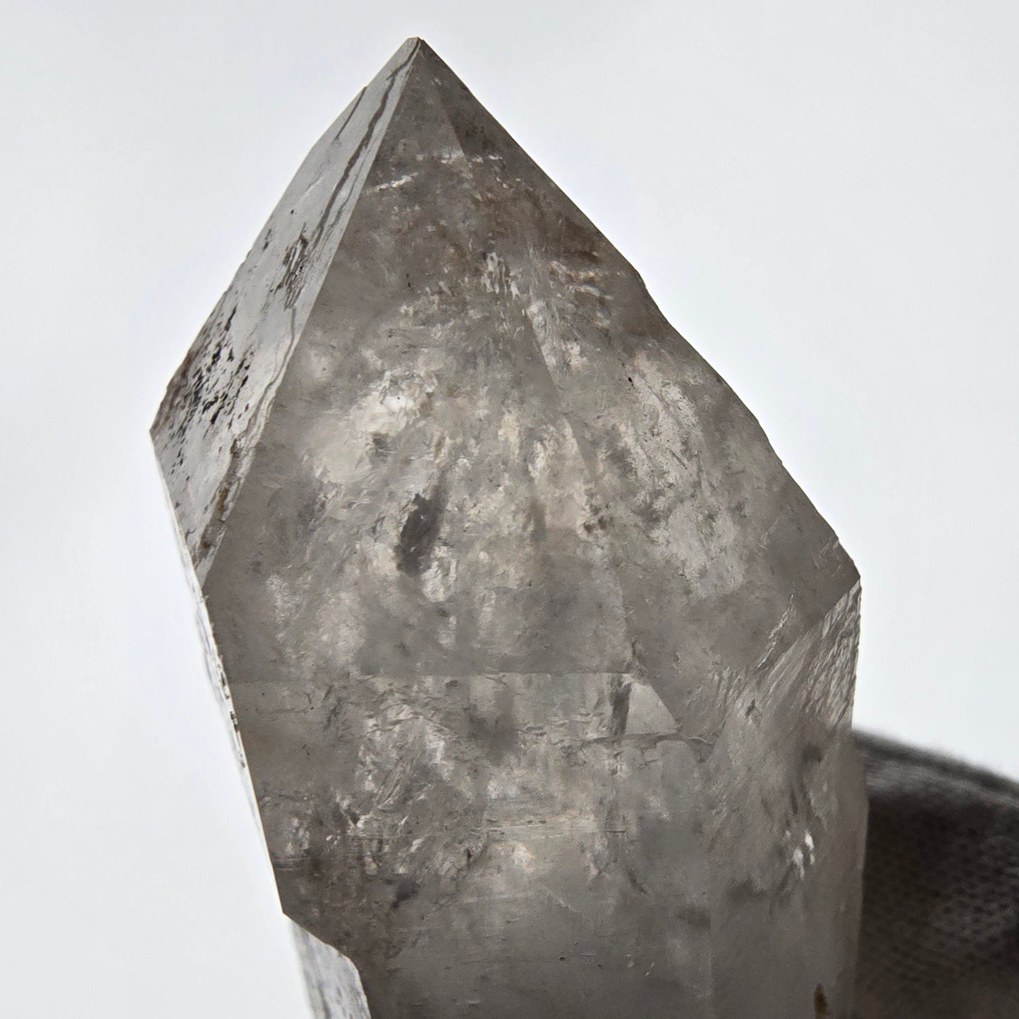 Quartz fumé squelette Enhydro DT UV Calcite, grosse bulle Valentine Pocket Namibie 134*45*37mm