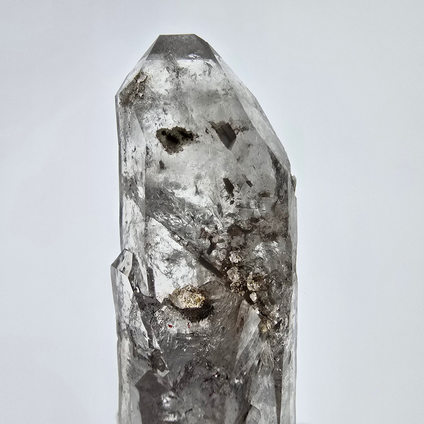 Skelett Phantom Hämatit Rauchquarz DT Zepter Valentine Pocket, Namibia 114*39*23mm