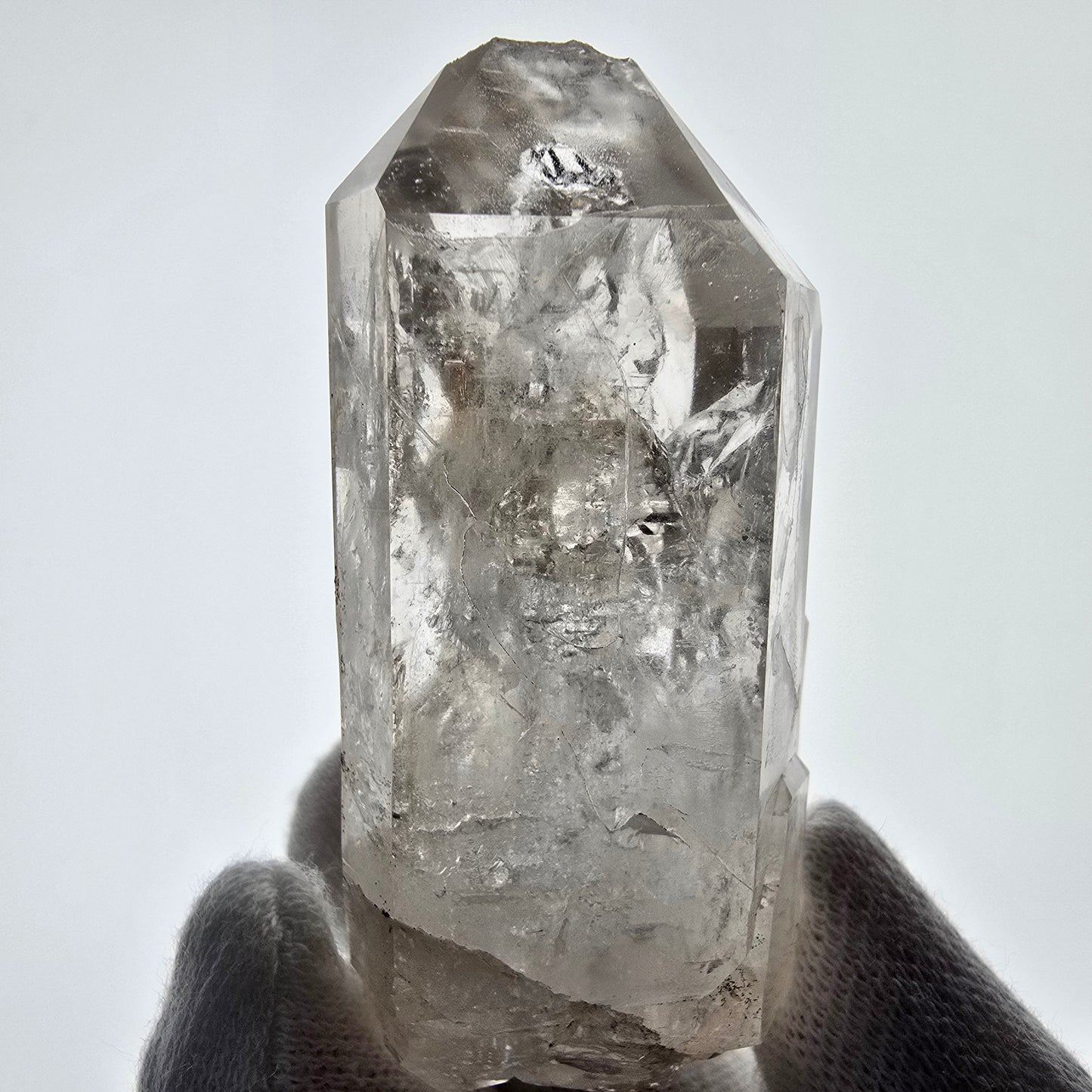 Squelette Fantôme Quartz Fumé DT Sceptre Valentine Pocket Goboboseb Namibie 66*37*24mm