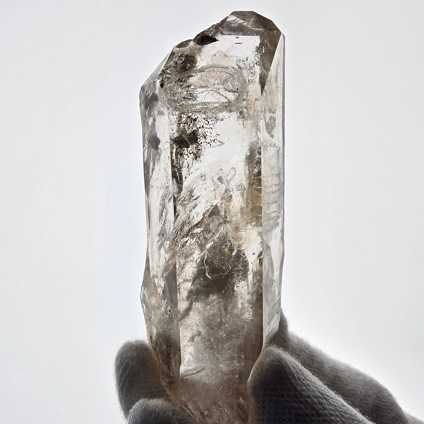 Sceptre en quartz fumé squelette Enhydro, 2x Bubble Valentine Pocket Goboboseb Namibie 79*28*22mm