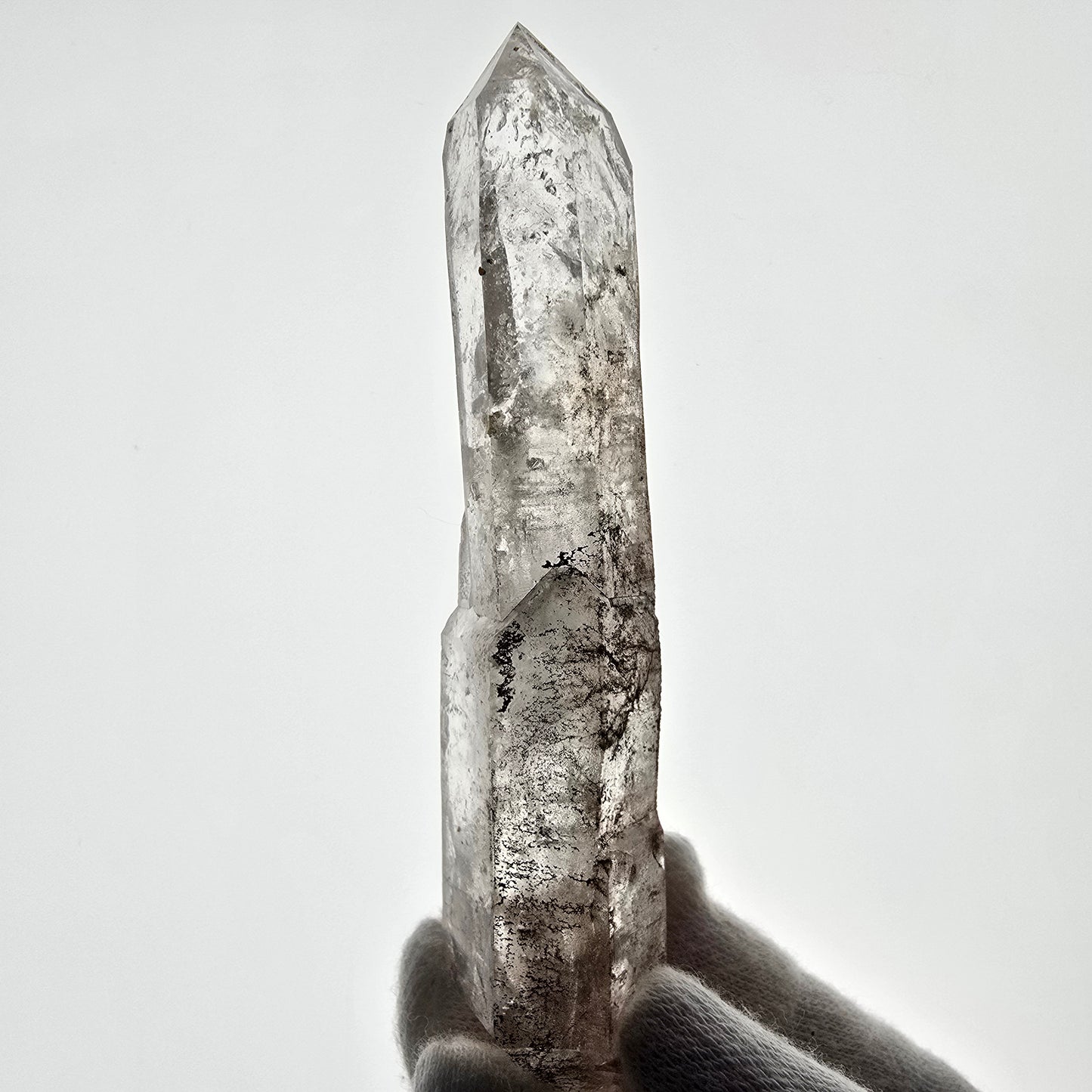 Squelette Fantôme Quartz Fumé DT Sceptre Valentine Pocket Goboboseb Namibie 103*24*18mm