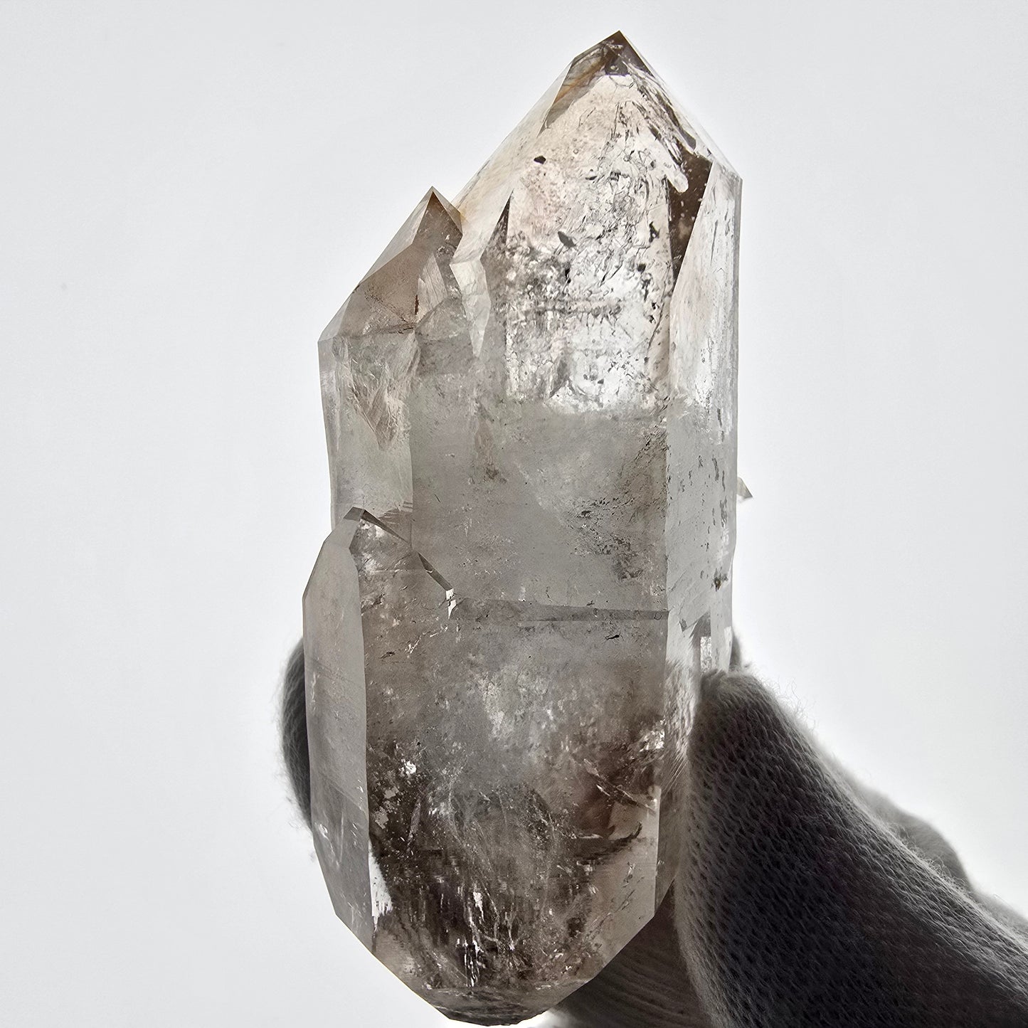 Sceptre DT en quartz fumé squelette Enhydro, 2x Bubble Valentine Pocket, Namibie 76 x 39 x 25 mm
