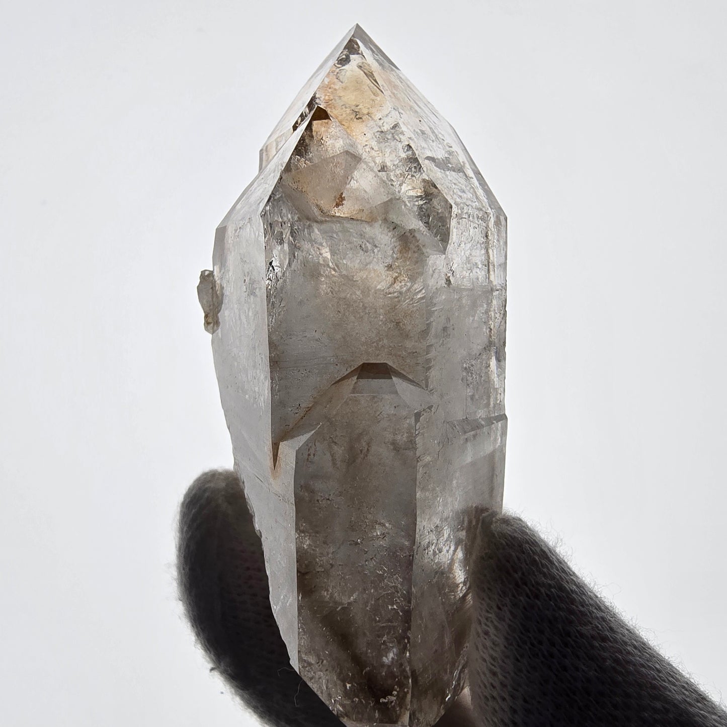 Sceptre DT en quartz fumé squelette Enhydro, 2x Bubble Valentine Pocket, Namibie 76 x 39 x 25 mm