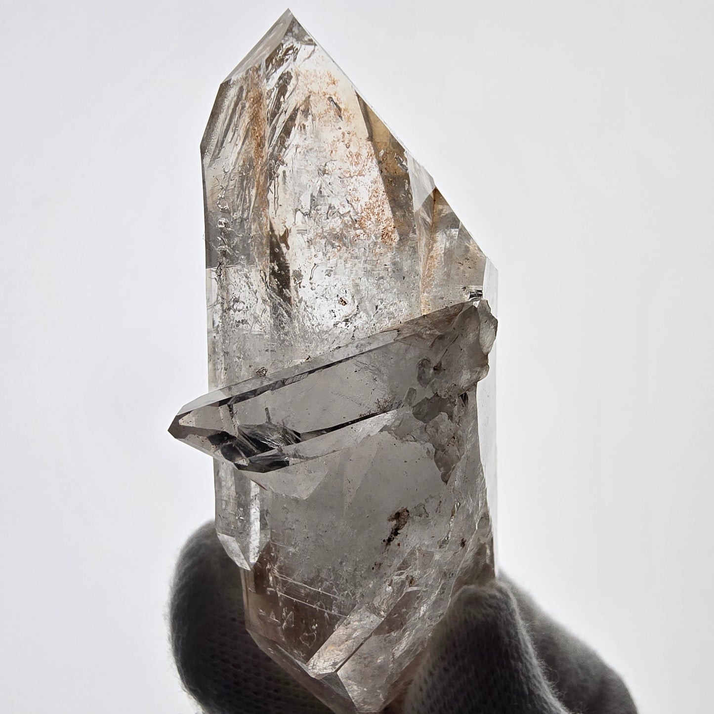Sceptre DT en quartz fumé squelette Enhydro, 2x Bubble Valentine Pocket, Namibie 76 x 39 x 25 mm