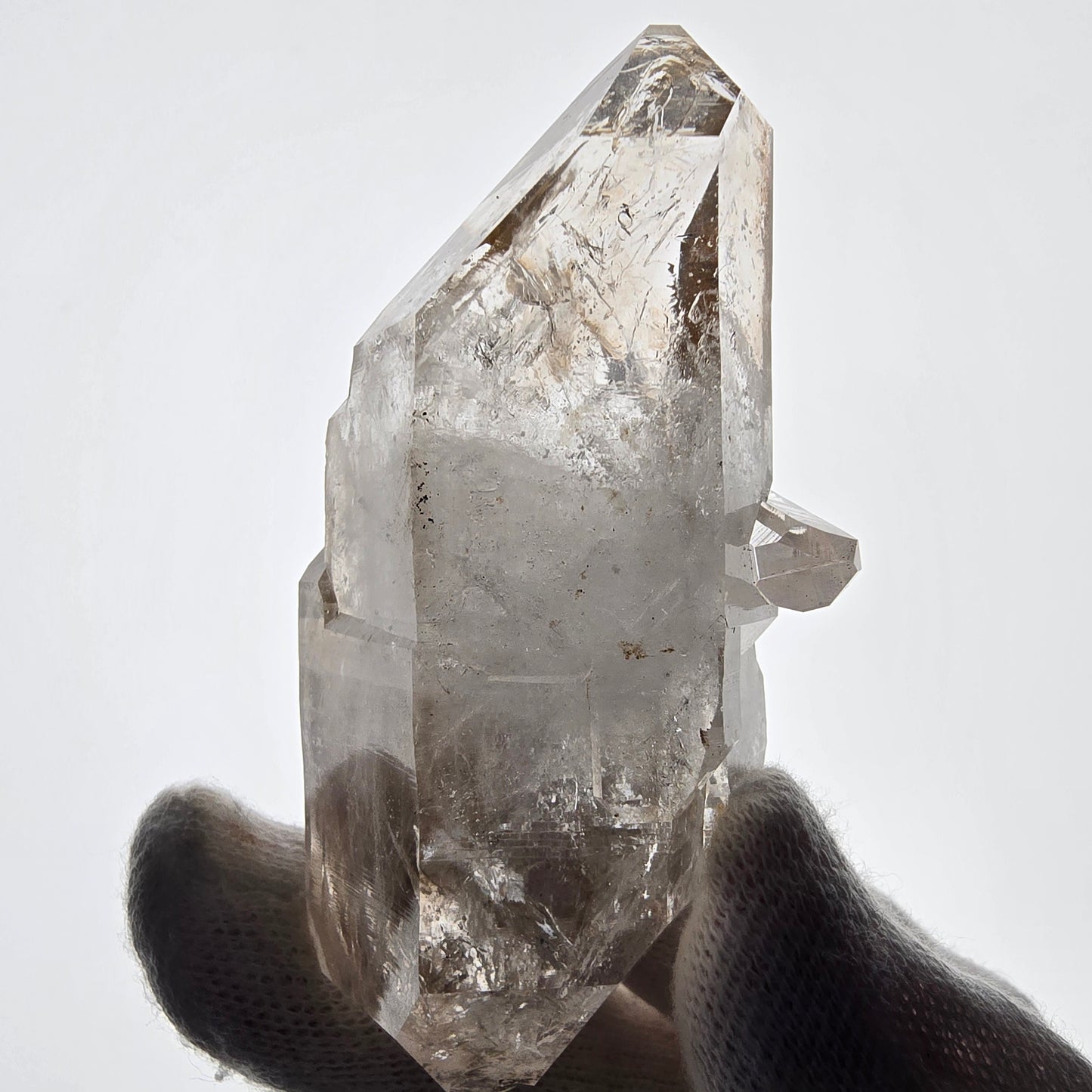 Sceptre DT en quartz fumé squelette Enhydro, 2x Bubble Valentine Pocket, Namibie 76 x 39 x 25 mm