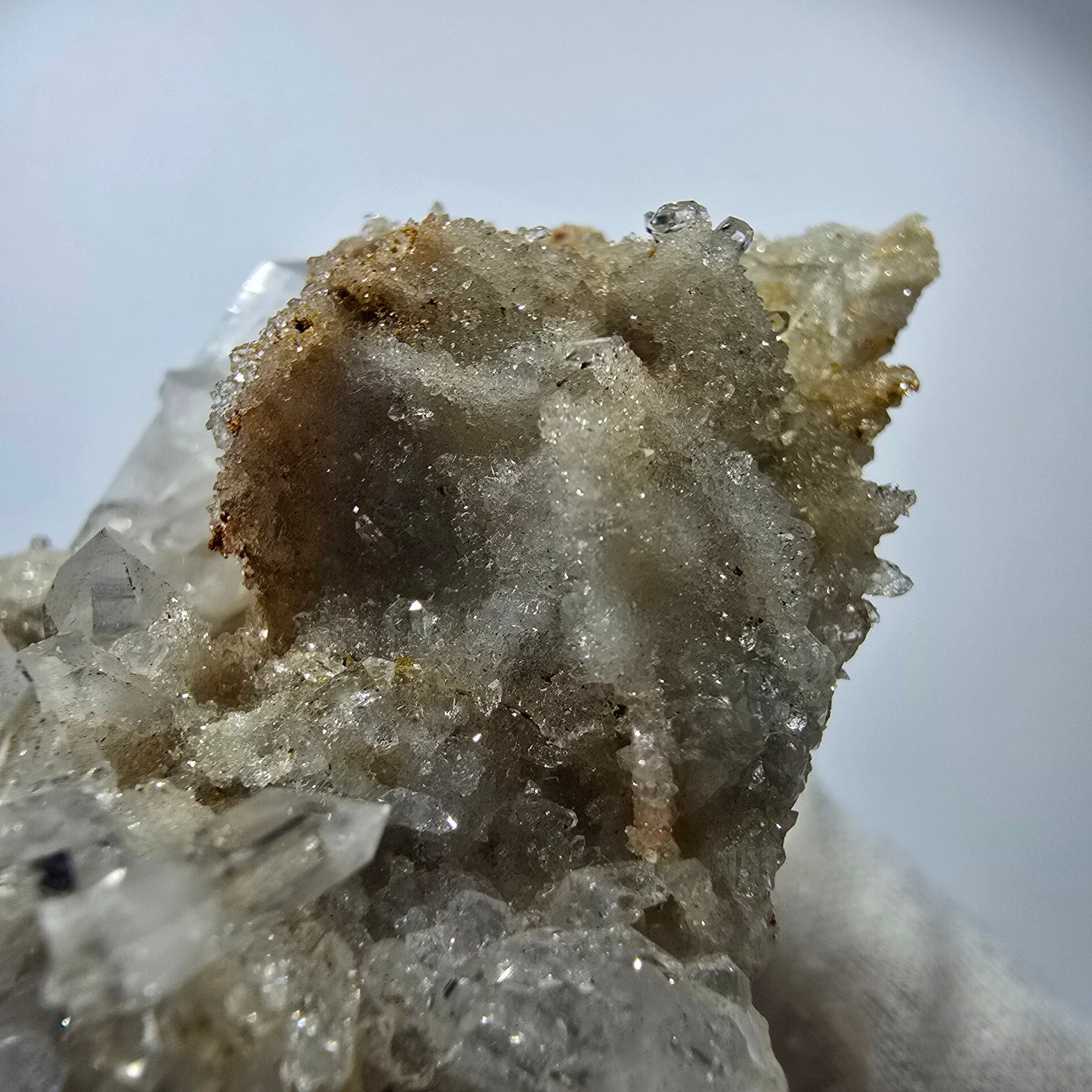 Phantom Smoky Quartz DT, UV Calcite on Matrix Specimen Valentine Pocket, Namibia 86*60*34mm