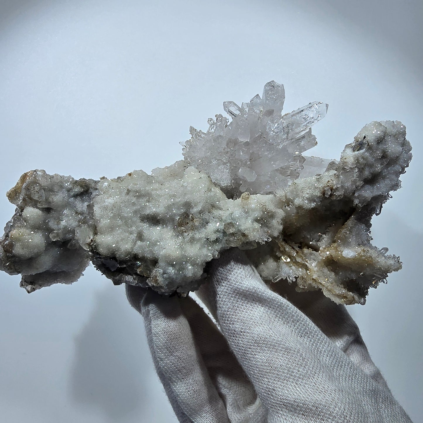 XL Phantom Smoky Quartz DT, calcite UV sur matrice Valentine Pocket, Namibie 166 x 81 x 47 mm