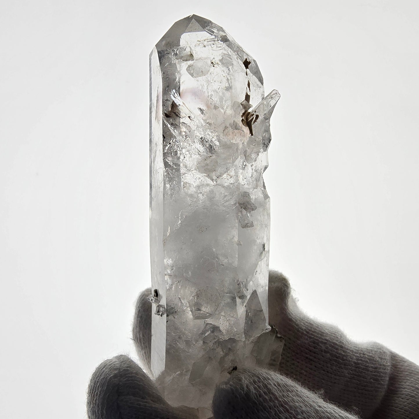 Sceptre DT en quartz fumé squelette Enhydro, 1x Bubble Streep Mine, Namibie 80 x 26 x 26 mm