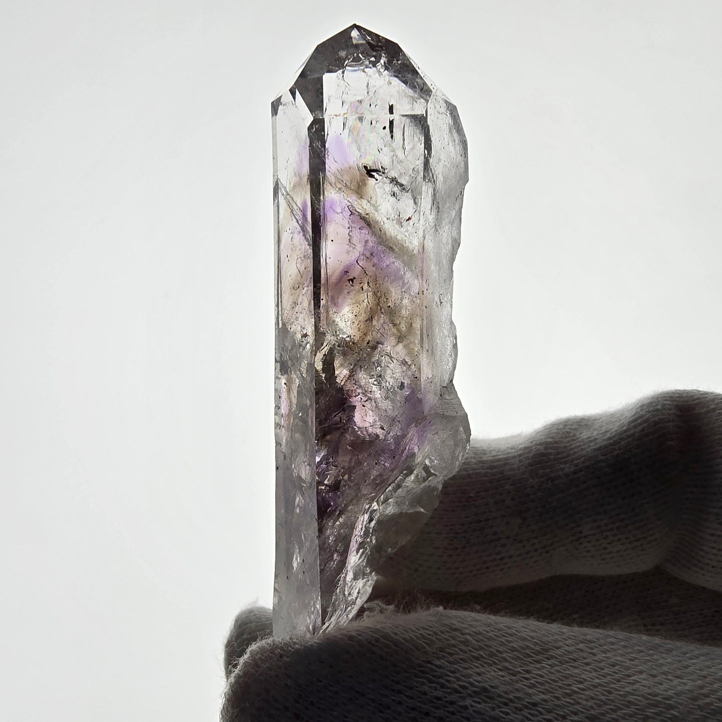 Sceptre d'améthyste hématite Enhydro, mine de calcite UV Streep, Namibie 81 x 22 x 21 mm