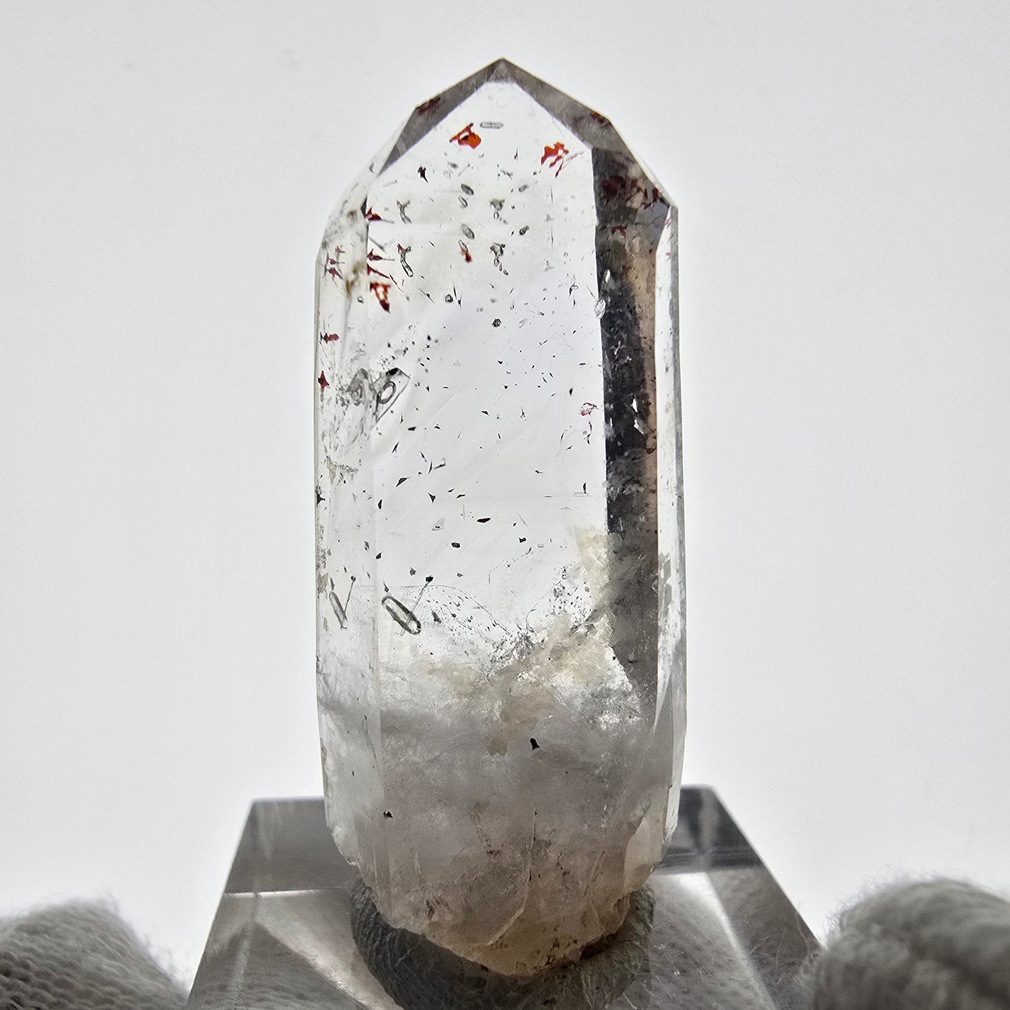 Quartz fumé fantôme Enhydro Harlequin, mine de calcite UV Streep, Namibie, 41 x 16 x 9 mm