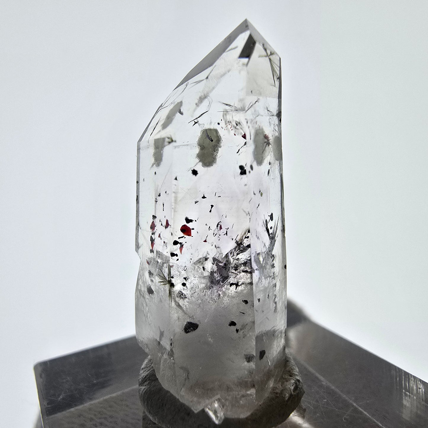 Quartz fumé Harlequin Phantom avec stilbite, mine Epidote Streep, Namibie, 30 x 12 x 11 mm