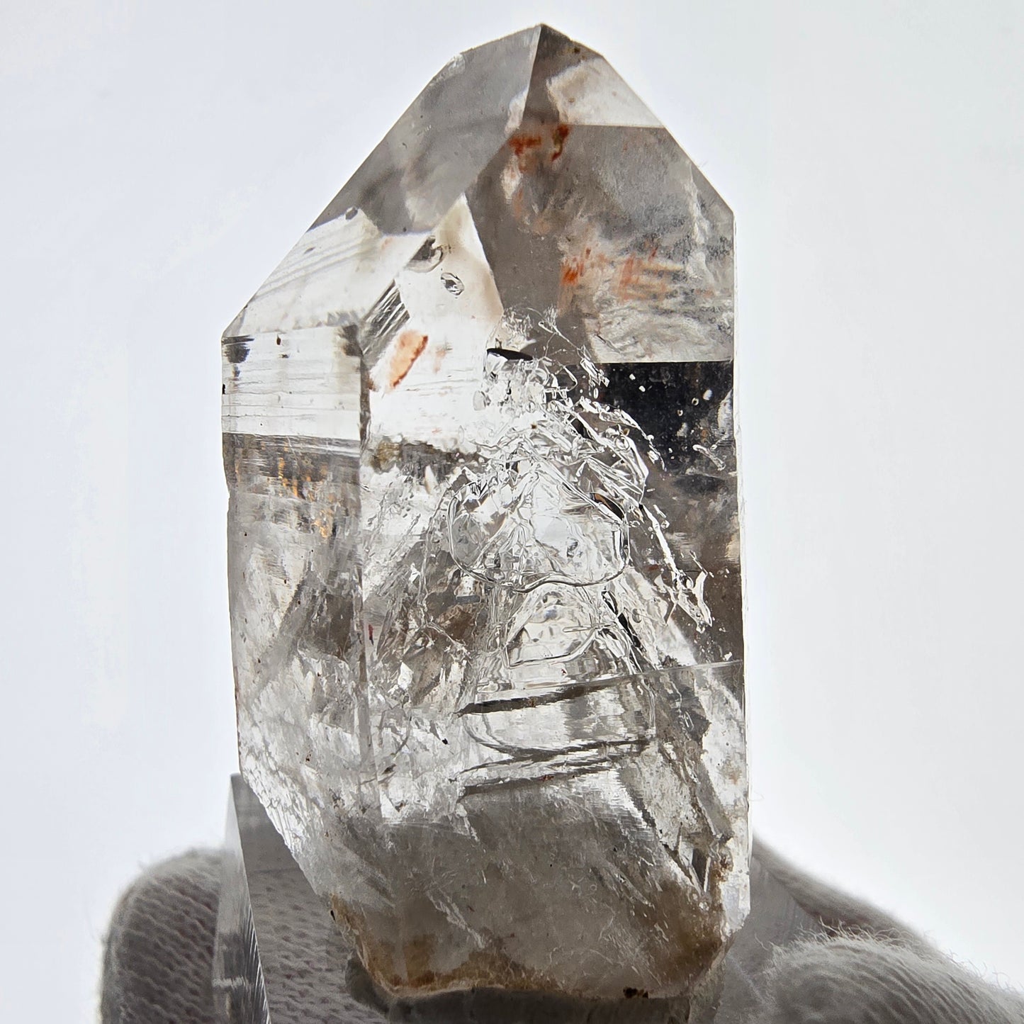 Quartz fumé fantôme lémurien Enhydro, 3 bulles (grandes), Streep Mine, Namibie, 44 x 27 x 23 mm