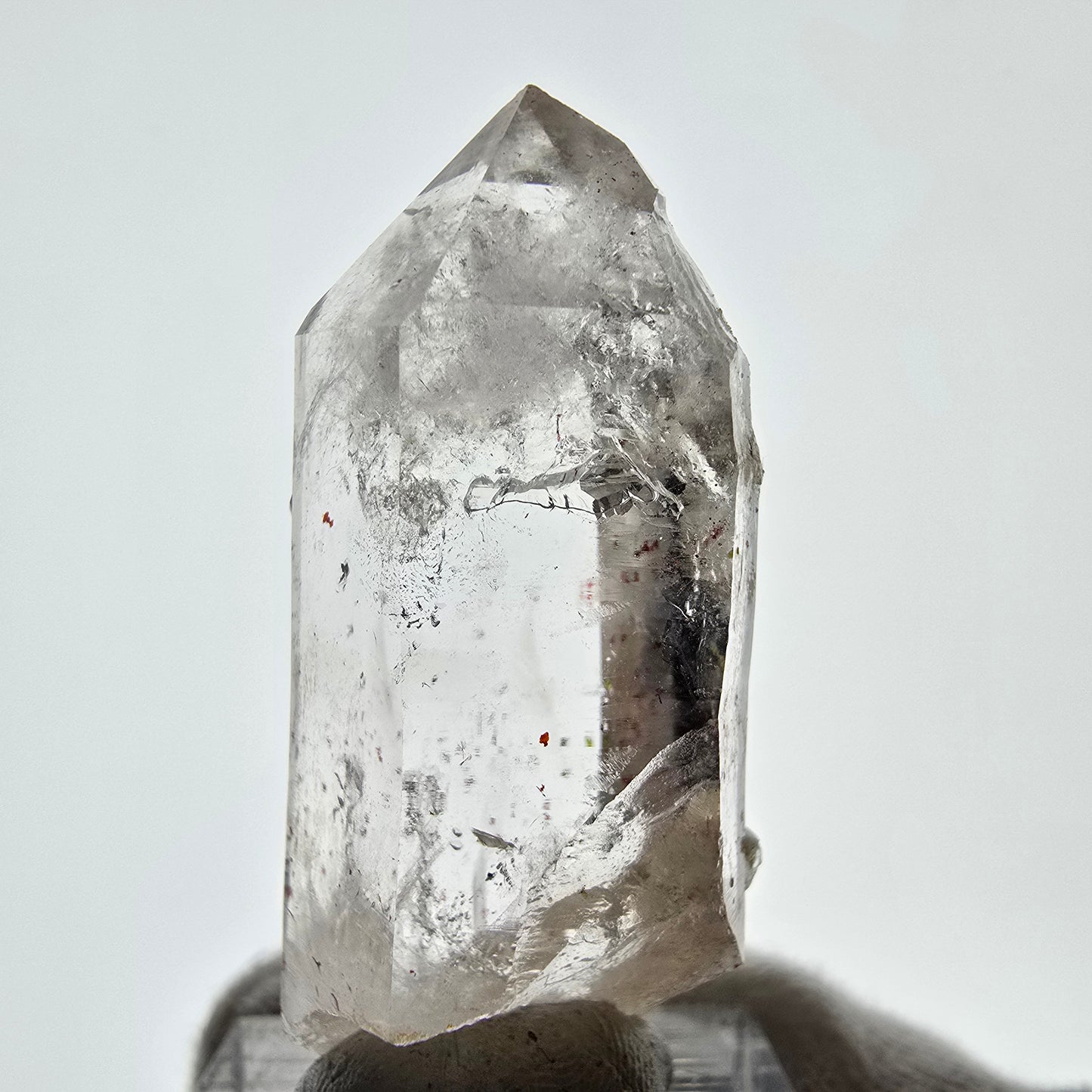 Harlequin Phantom Smoky Quartz with Analcim, UV Calcite Valentine Pocket, Namibia 46*20*18mm