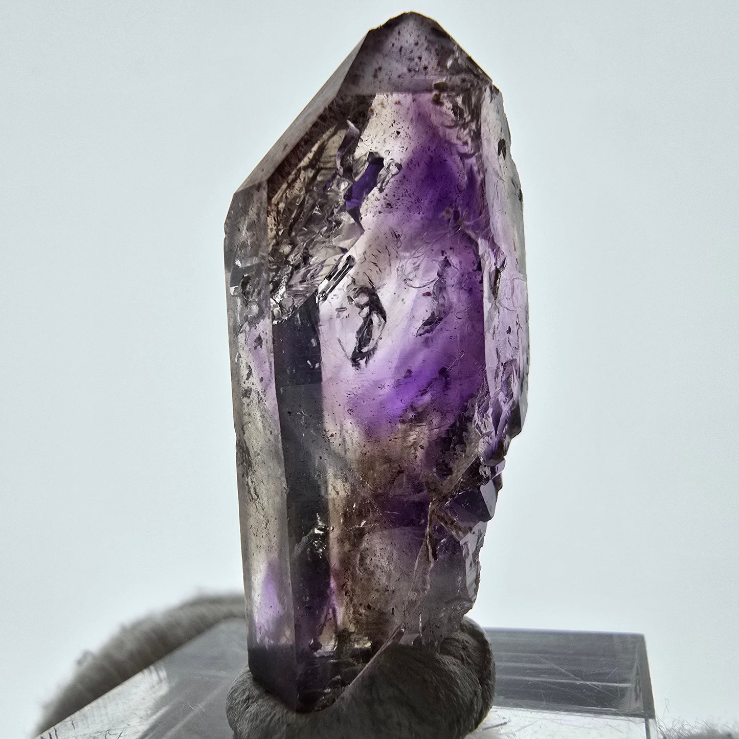 Pointe de sceptre d'améthyste fantôme Enhydro, 1x Bubble Brandberg, Namibie 34 x 16 x 14 mm