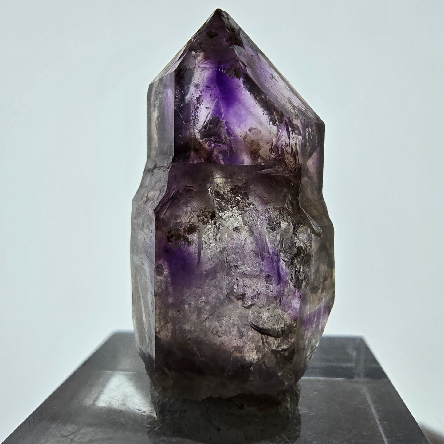 Pointe de sceptre d'améthyste fantôme Enhydro, 1x Bubble Brandberg, Namibie 32 x 17 x 14 mm