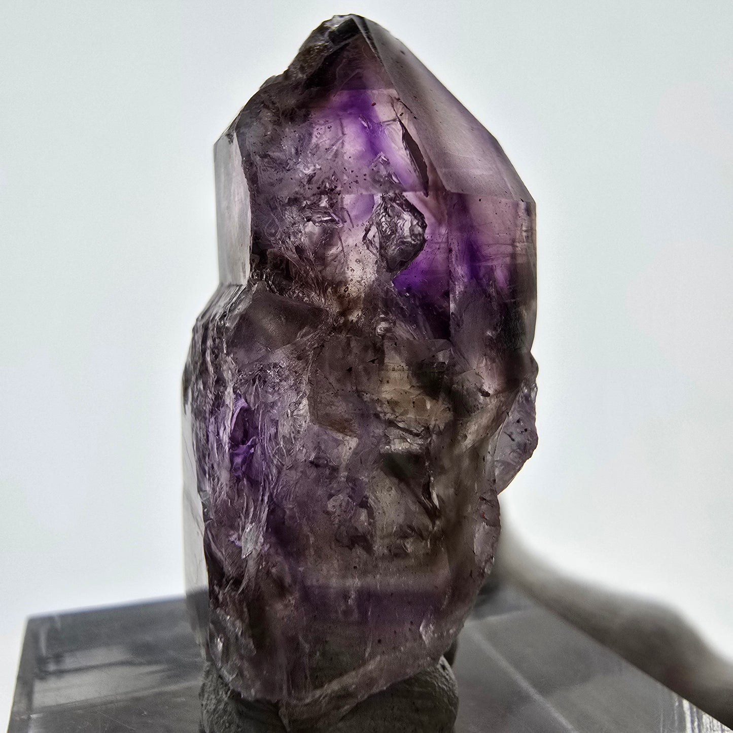 Pointe de sceptre d'améthyste fantôme Enhydro, 1x Bubble Brandberg, Namibie 32 x 17 x 14 mm