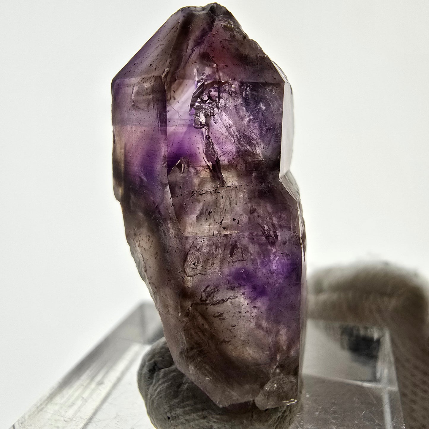 Pointe de sceptre d'améthyste fantôme Enhydro, 1x Bubble Brandberg, Namibie 32 x 17 x 14 mm