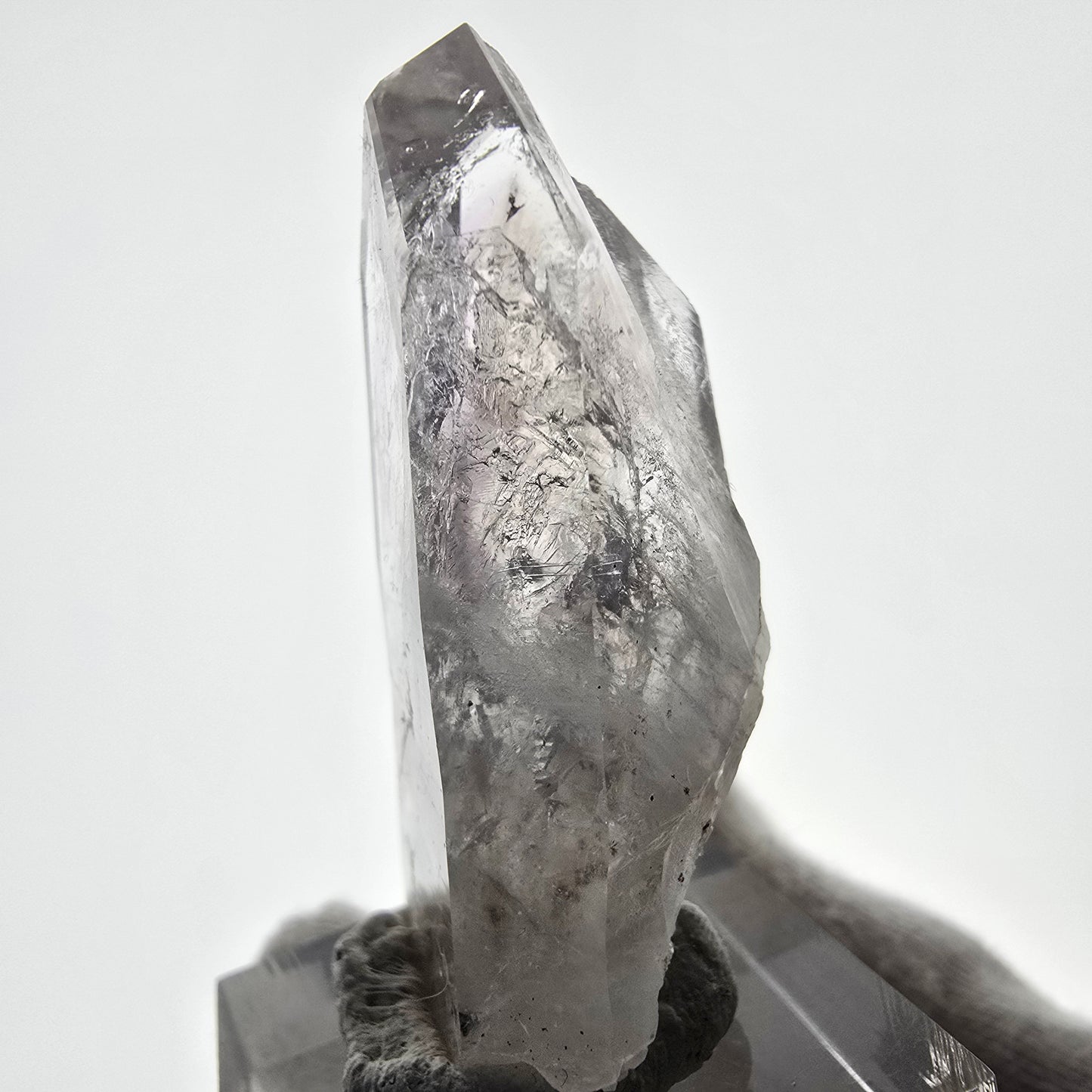 Améthyste fantôme Enhydro avec hématite, calcite UV, mine Bubble Streep 3x, Namibie, 46 x 22 x 16 mm