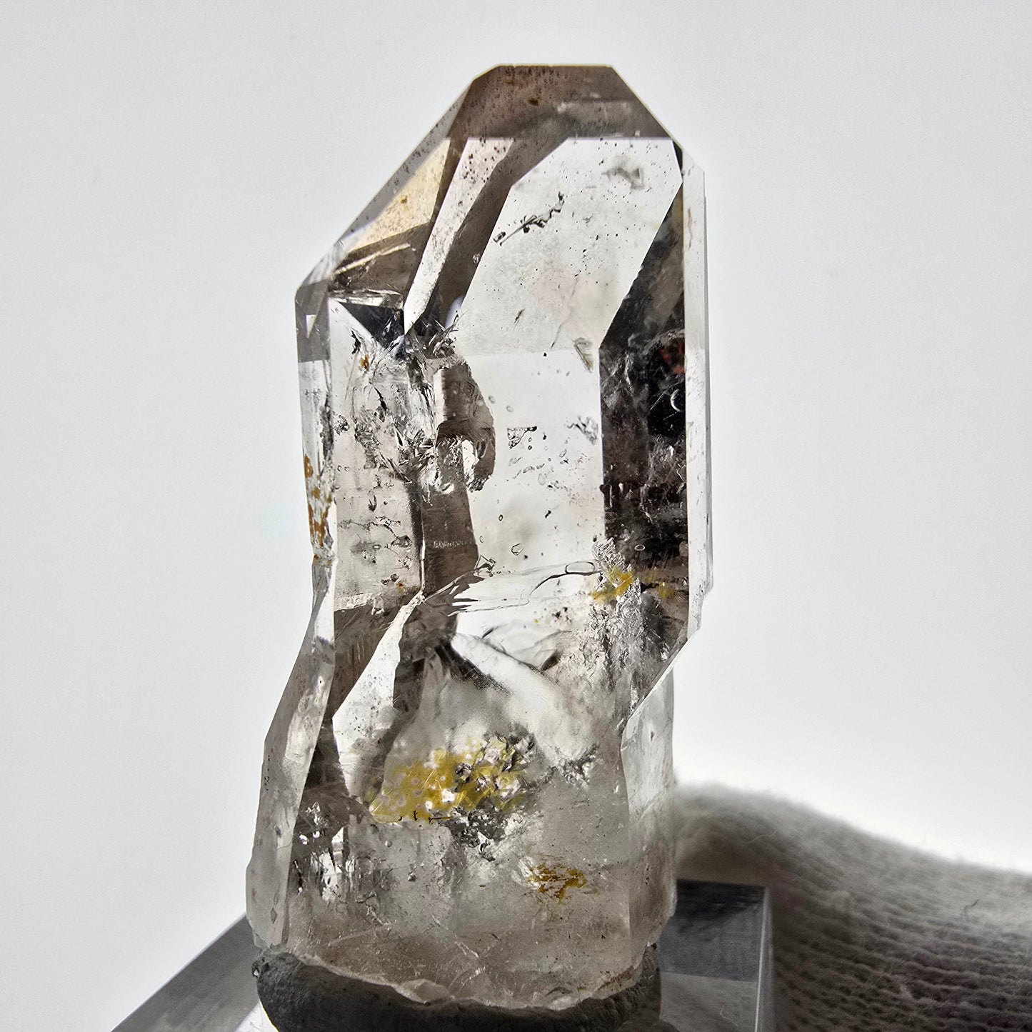 Sceptre de poche en quartz fumé fantôme squelette, Namibie, 42 x 21 x 17 mm