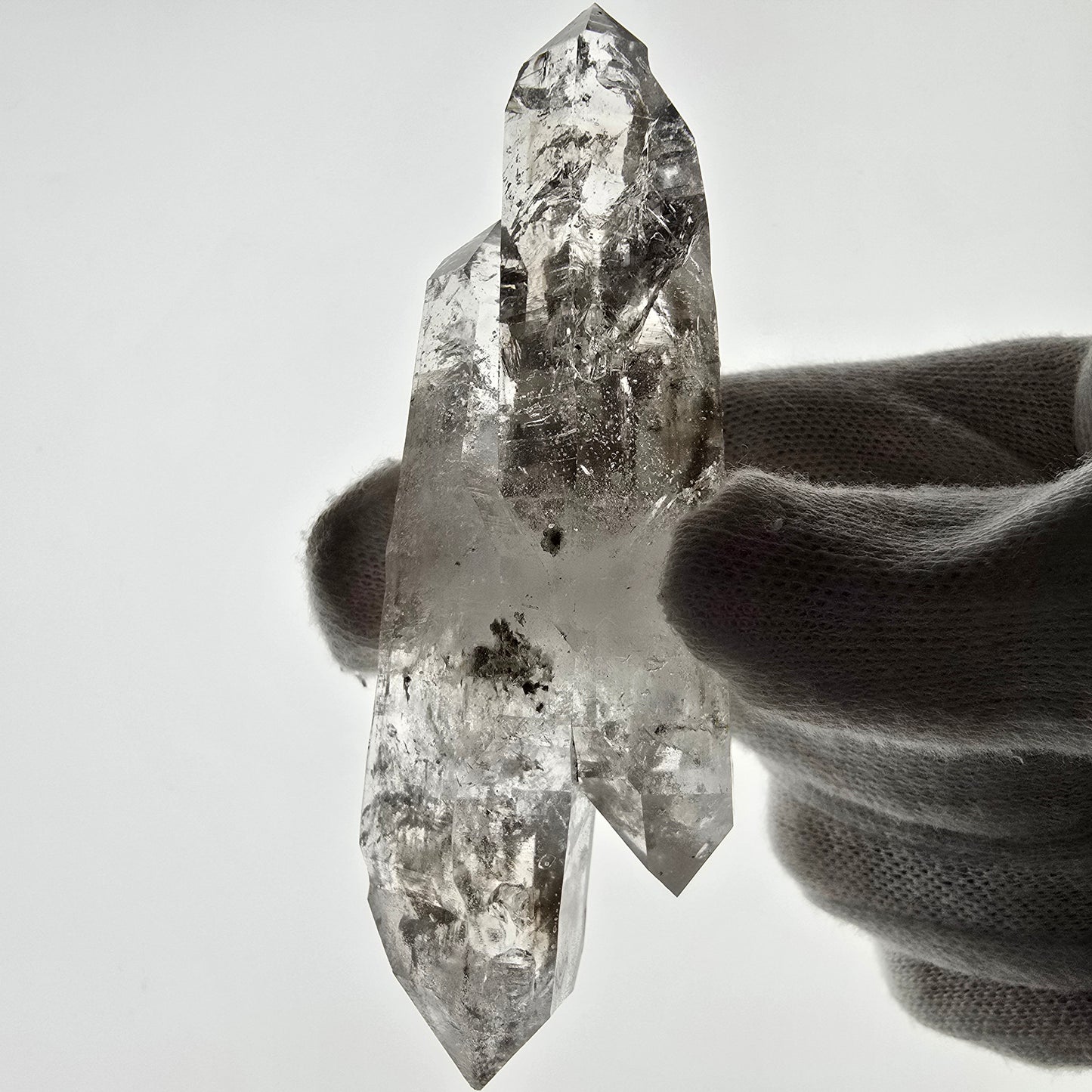 Sceptre DT en quartz fumé squelette Enhydro, 1x pochette Saint-Valentin à bulles, Namibie 91 x 30 x 24 mm