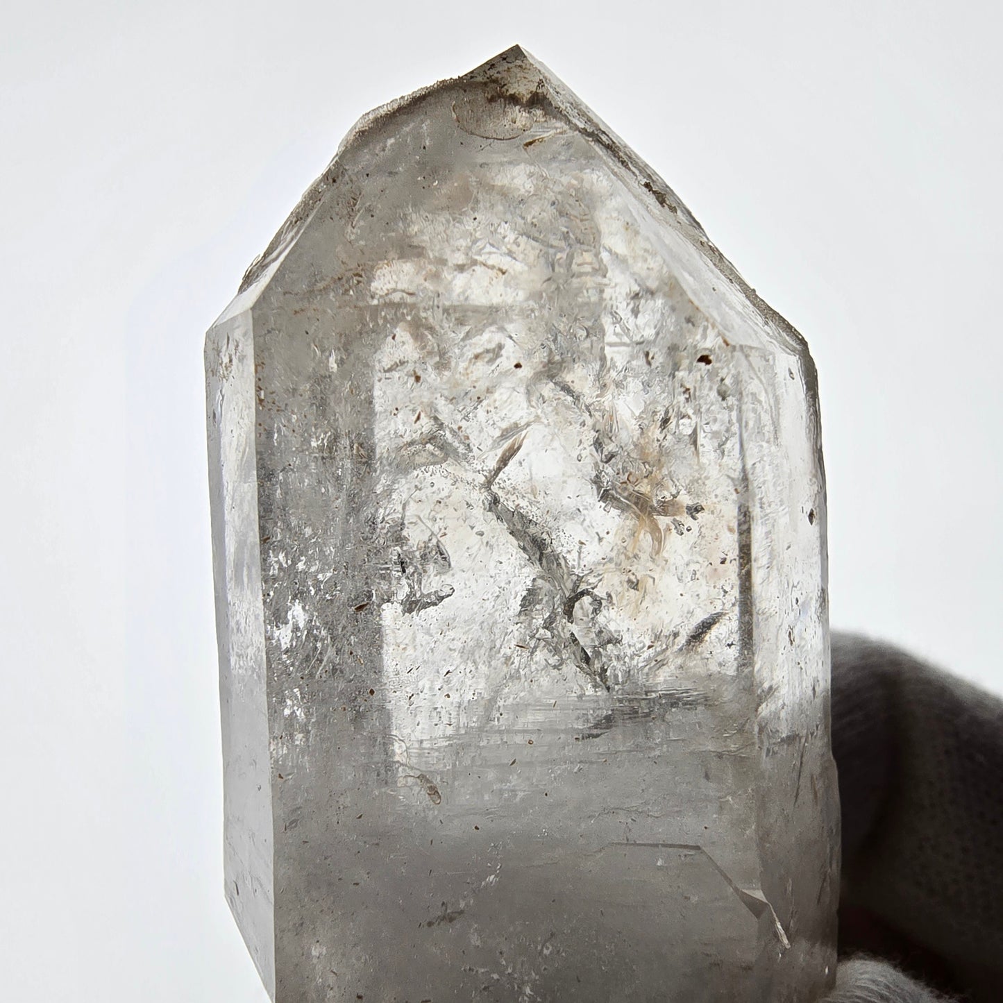 Skeleton Smoky Quartz DT Scepter, UV Calcite Valentine Pocket, Namibia 86*37*24mm