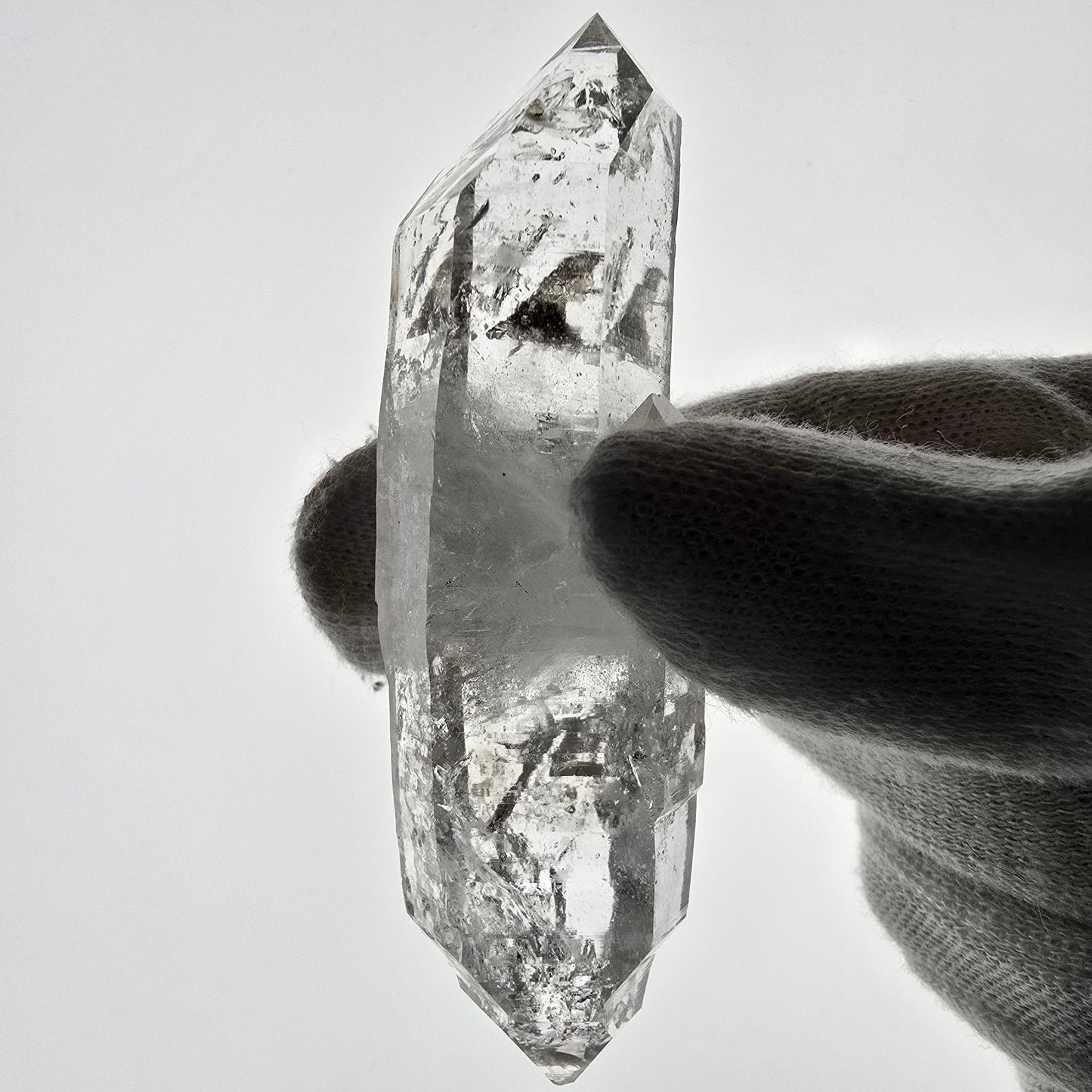 Sceptre de poche Saint-Valentin en quartz fumé fantôme squelette, Namibie 86 x 25 x 19 mm