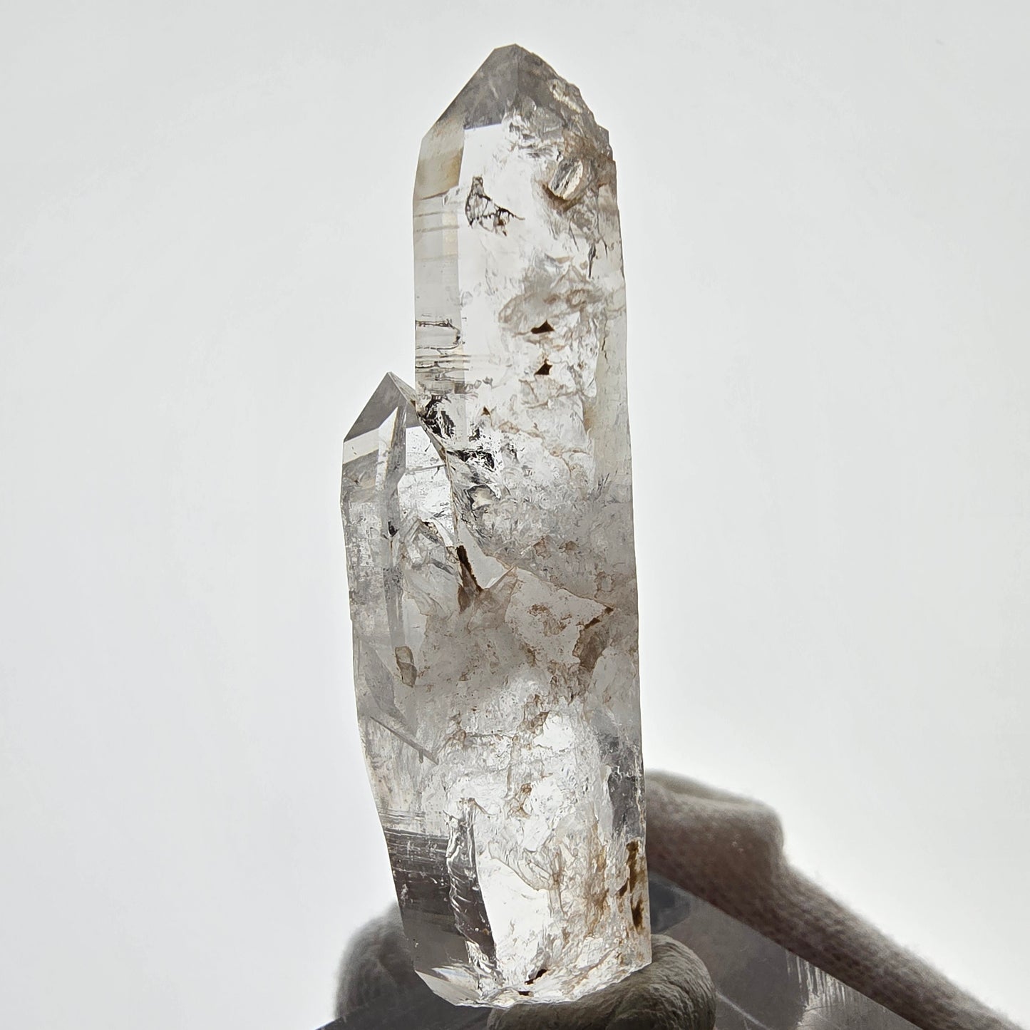 Sceptre DT en quartz fumé squelette Enhydro, 2x Bubble Valentine Pocket, Namibie 58 x 17 x 15 mm