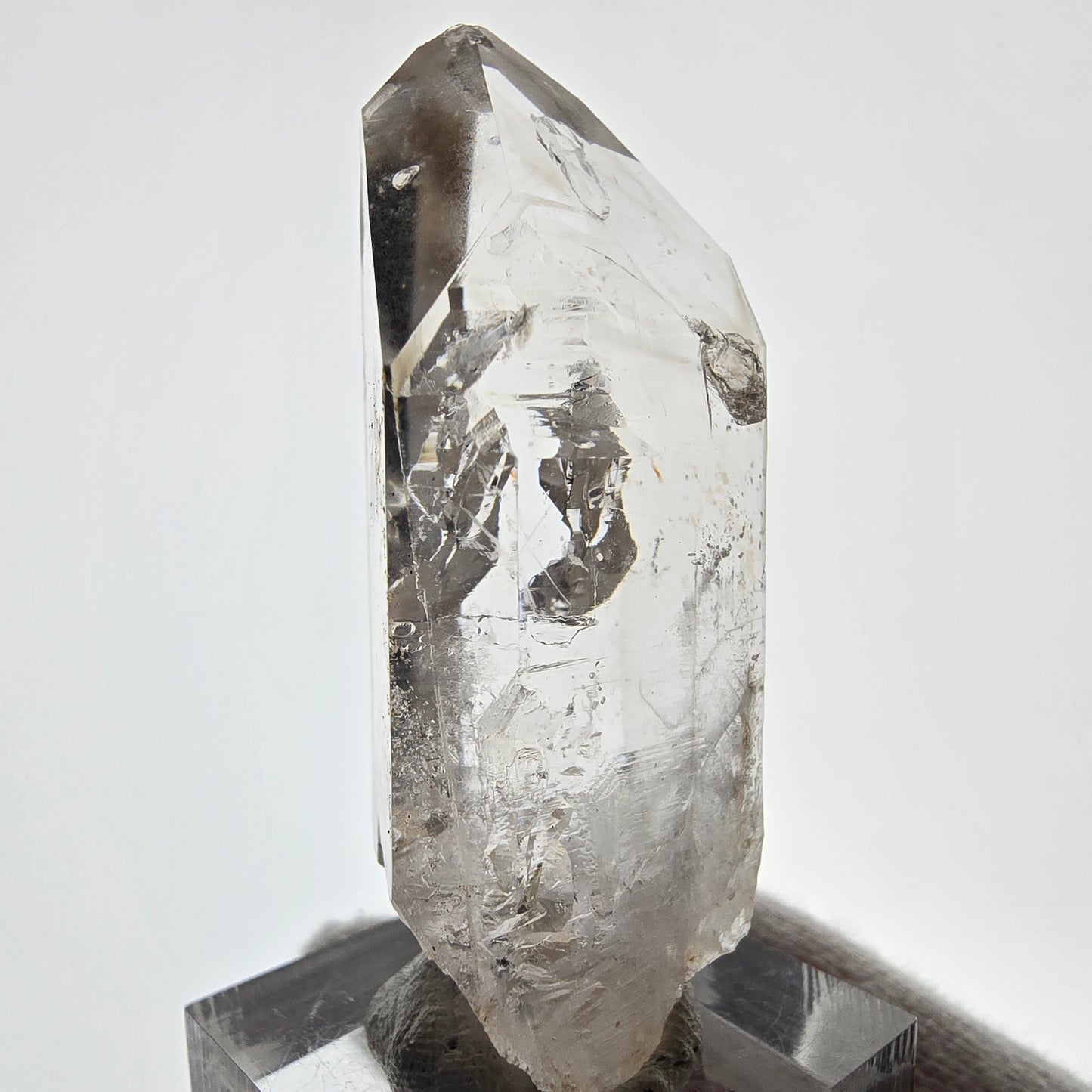 Sceptre de poche en quartz fumé fantôme squelette, Namibie, 57 x 25 x 18 mm