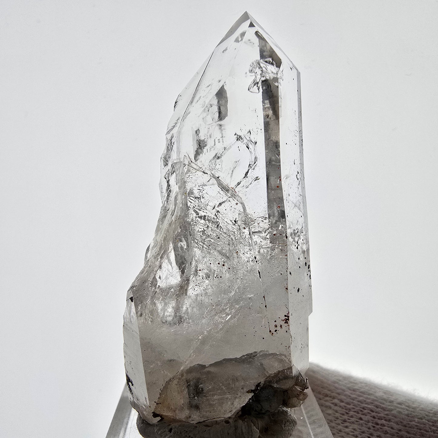 Sceptre squelette en quartz fumé Enhydro, calcite, 1 pochette bulle Saint-Valentin, Namibie 57 x 26 x 21 mm
