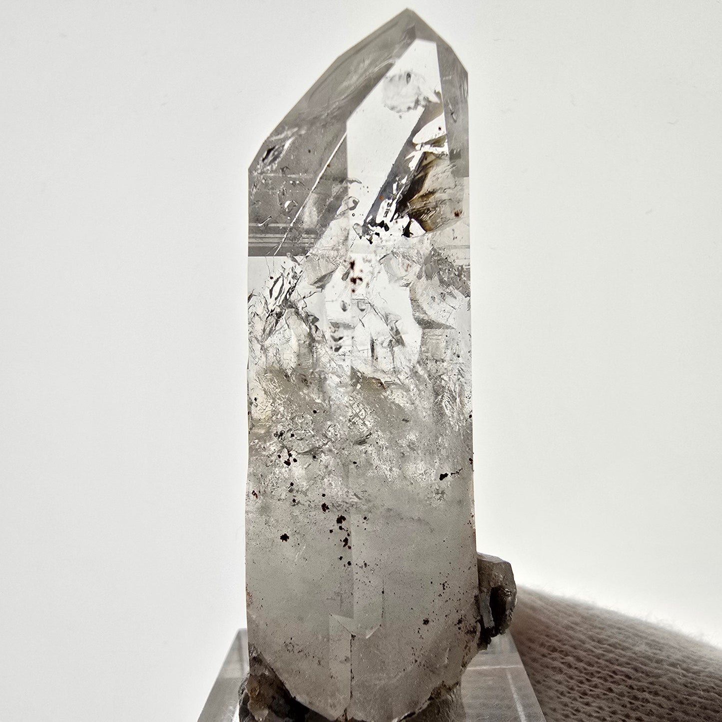 Sceptre squelette en quartz fumé Enhydro, calcite, 1 pochette bulle Saint-Valentin, Namibie 57 x 26 x 21 mm
